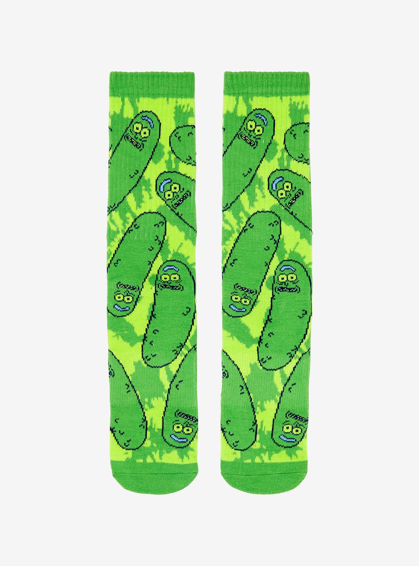 Rick And Morty Pickle Rick Green Tie-Dye Crew Socks, , alternate