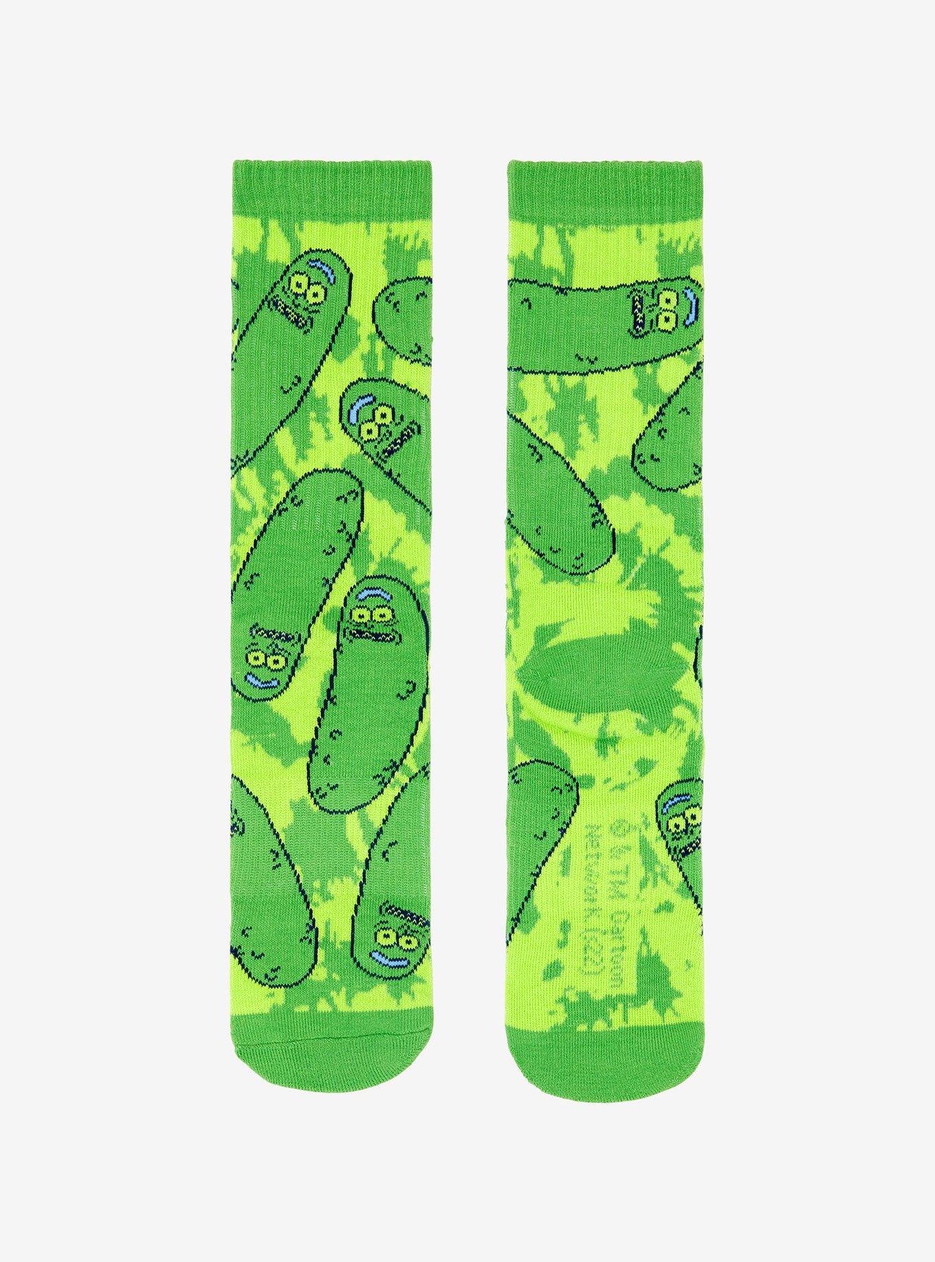 Rick And Morty Pickle Rick Green Tie-Dye Crew Socks, , alternate