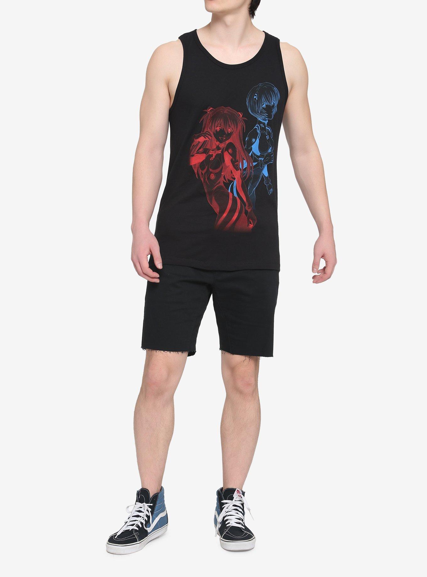 Neon Genesis Evangelion Rei & Asuka Tank Top, BLACK, alternate
