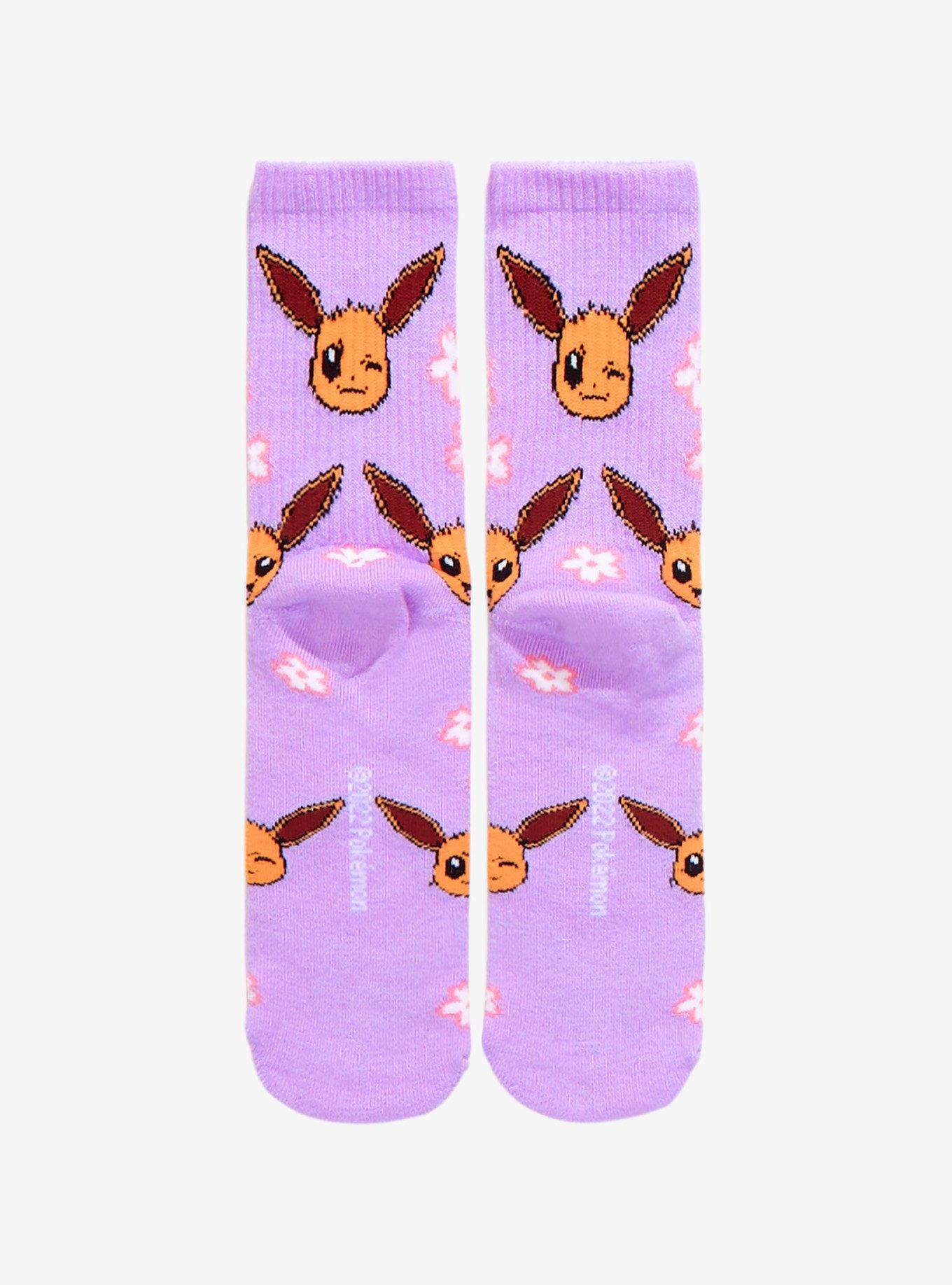 Pokemon Eevee Flowers Crew Socks, , alternate