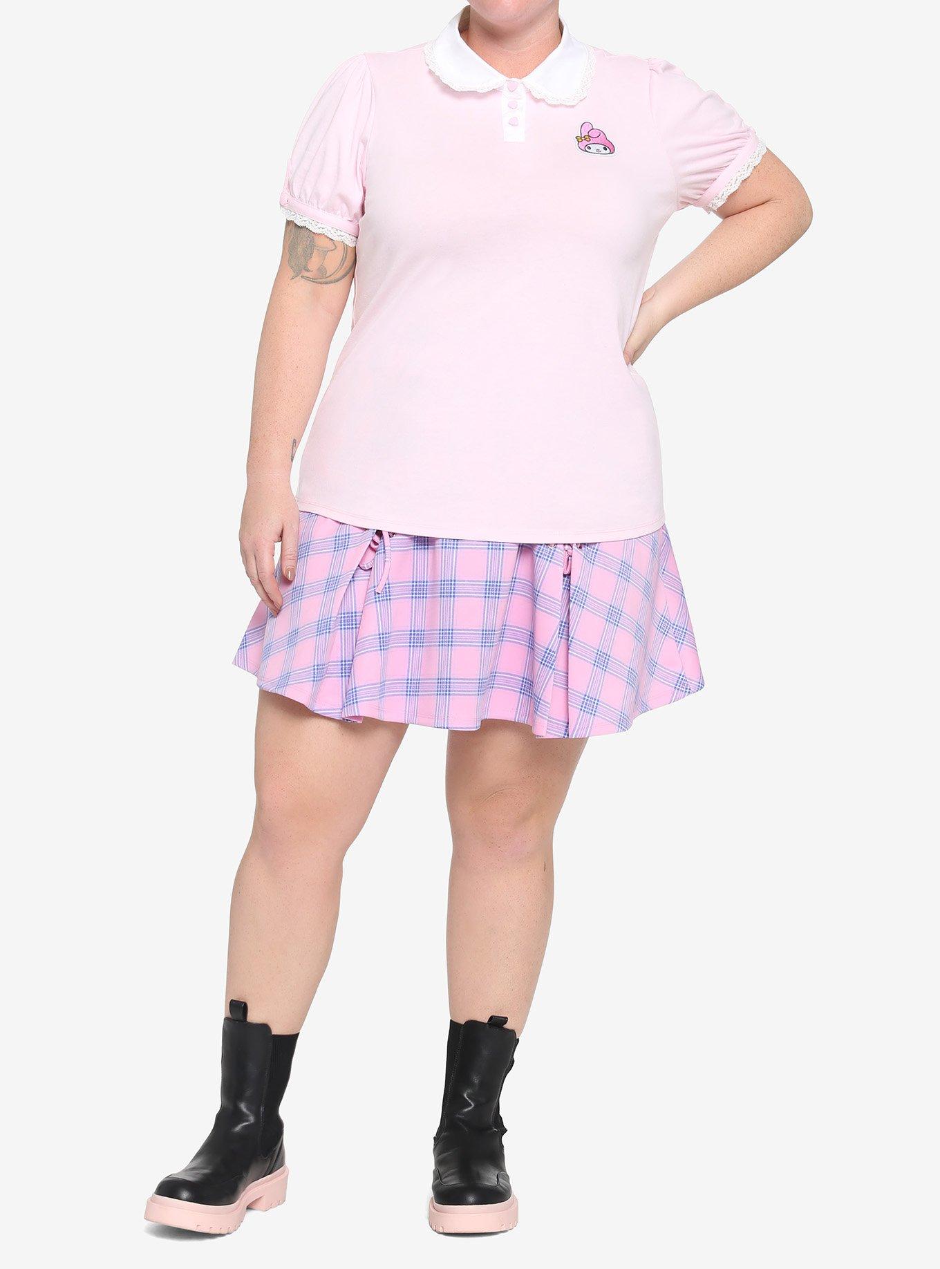 My Melody Pink Collared Girls Top Plus Size, PINK, alternate