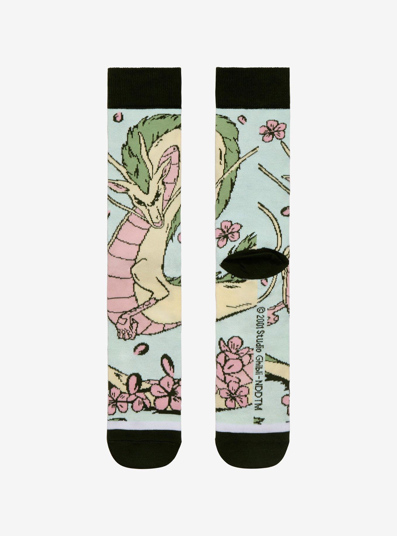 Studio Ghibli Spirited Away Haku Sakura Crew Socks, , alternate