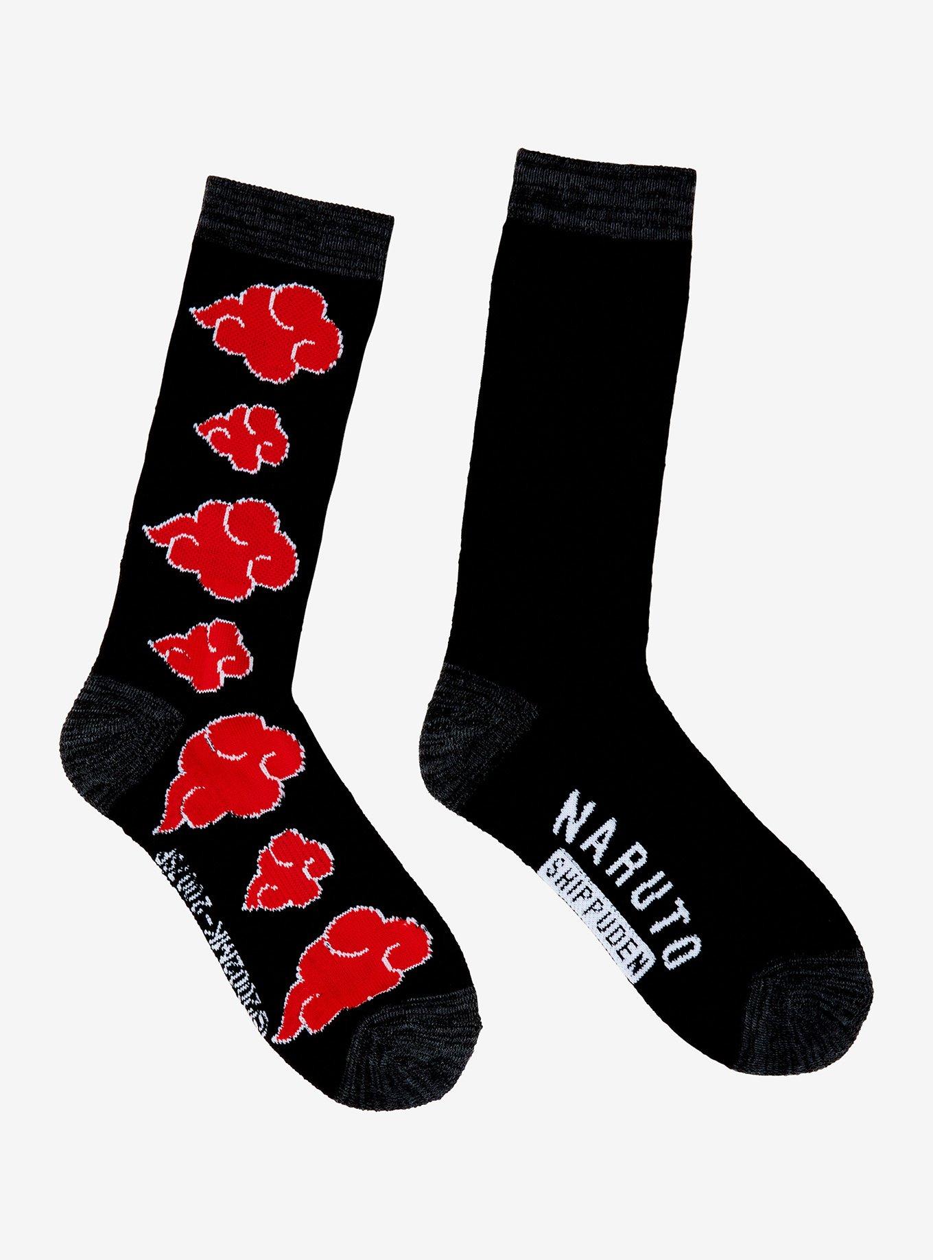 Naruto Shippuden Akatsuki Clouds Crew Socks, , alternate