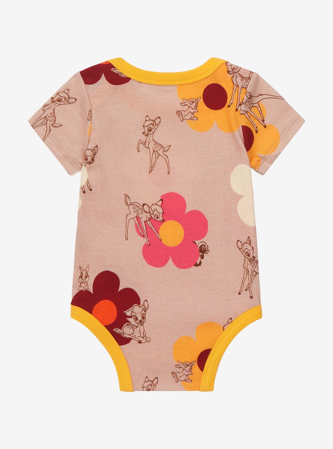 Disney Bambi 50th Anniversary Retro Flowers Allover Print Infant One-Piece - BoxLunch Exclusive, , hi-res
