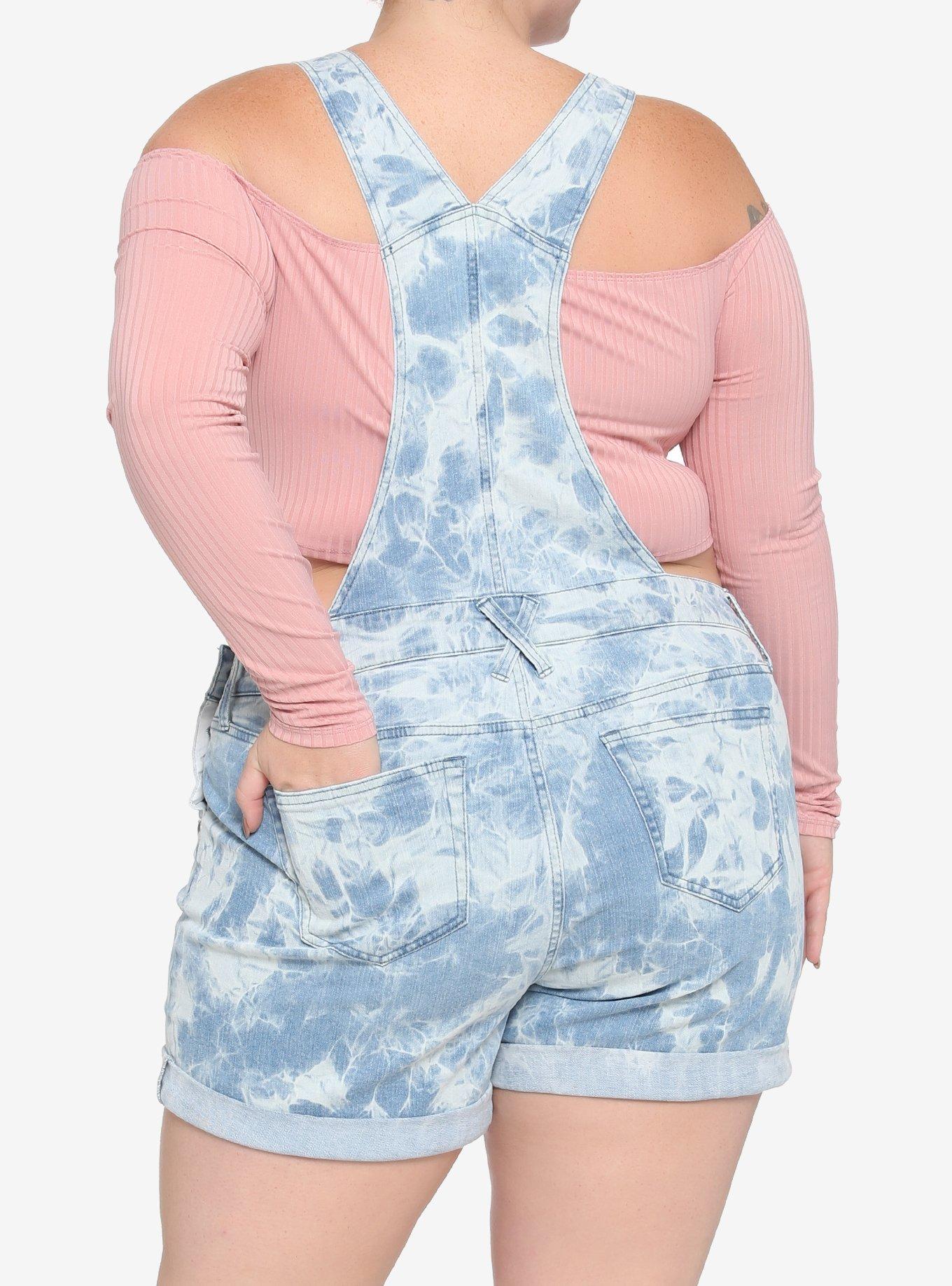 Disney Lilo & Stitch Angel & Stitch Acid Wash Shortalls Plus Size, MULTI, alternate