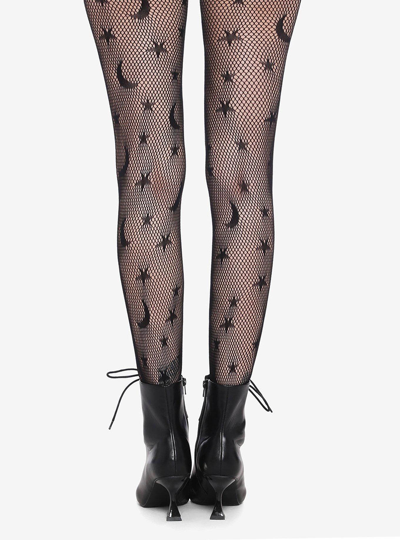 Celestial Black Fishnet Tights, , alternate