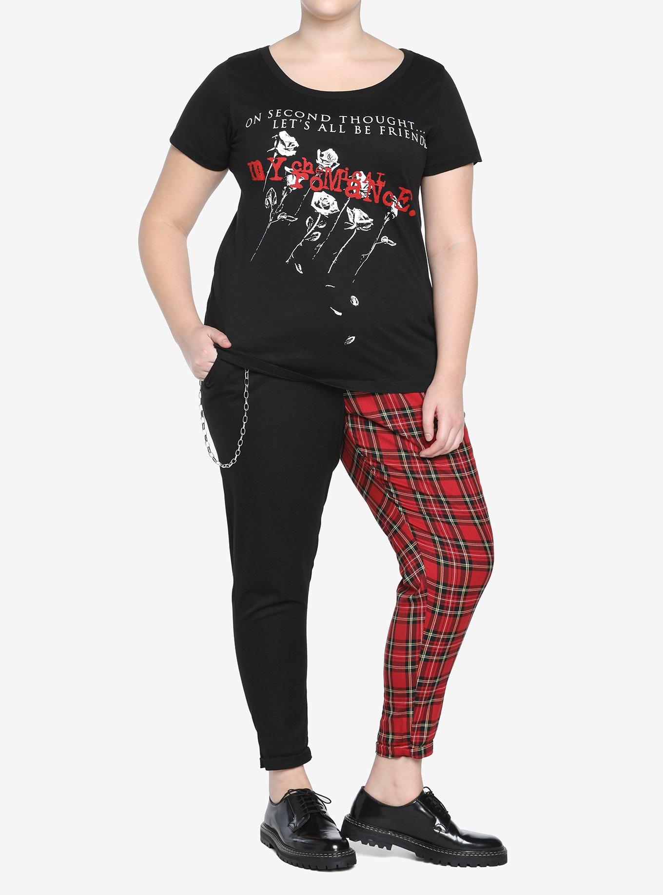 My Chemical Romance Be Friends Roses Girls T-Shirt Plus Size, BLACK, alternate