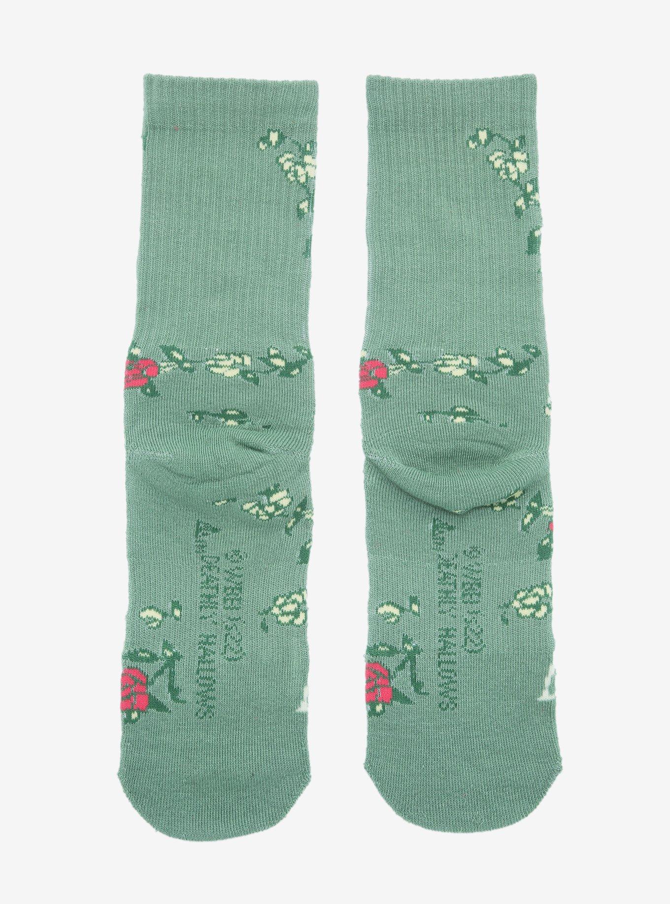 Harry Potter Deathly Hallows Green Floral Socks, , alternate