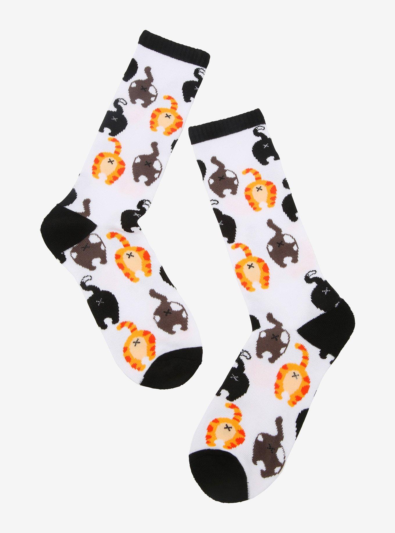 Cat Butt Crew Socks, , alternate