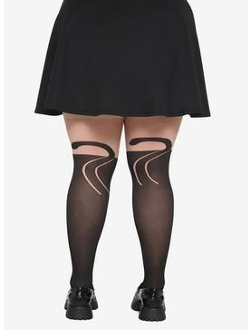Cat Faux Thigh High Tights Plus Size, , hi-res