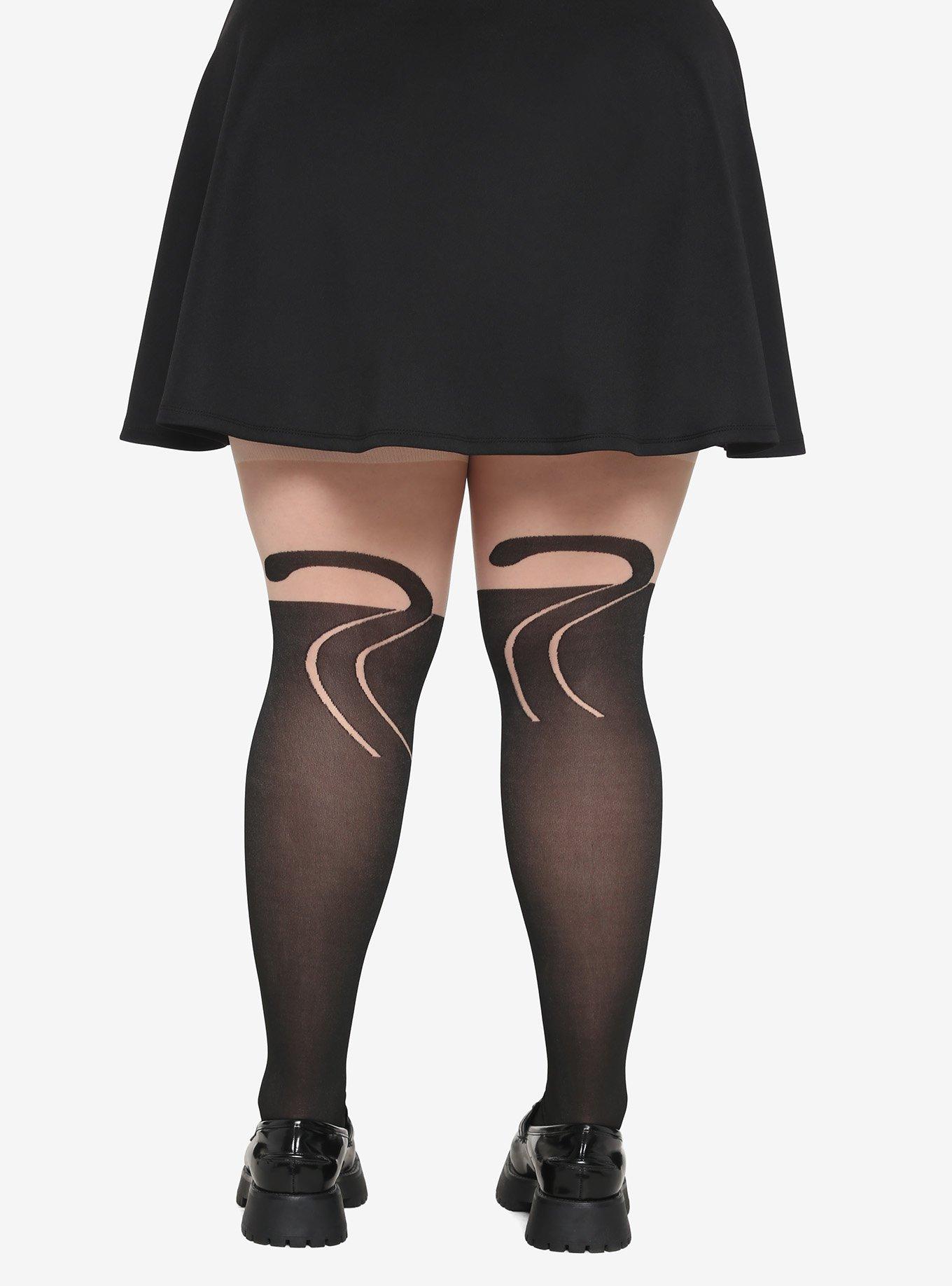 Cat Faux Thigh High Tights Plus Size