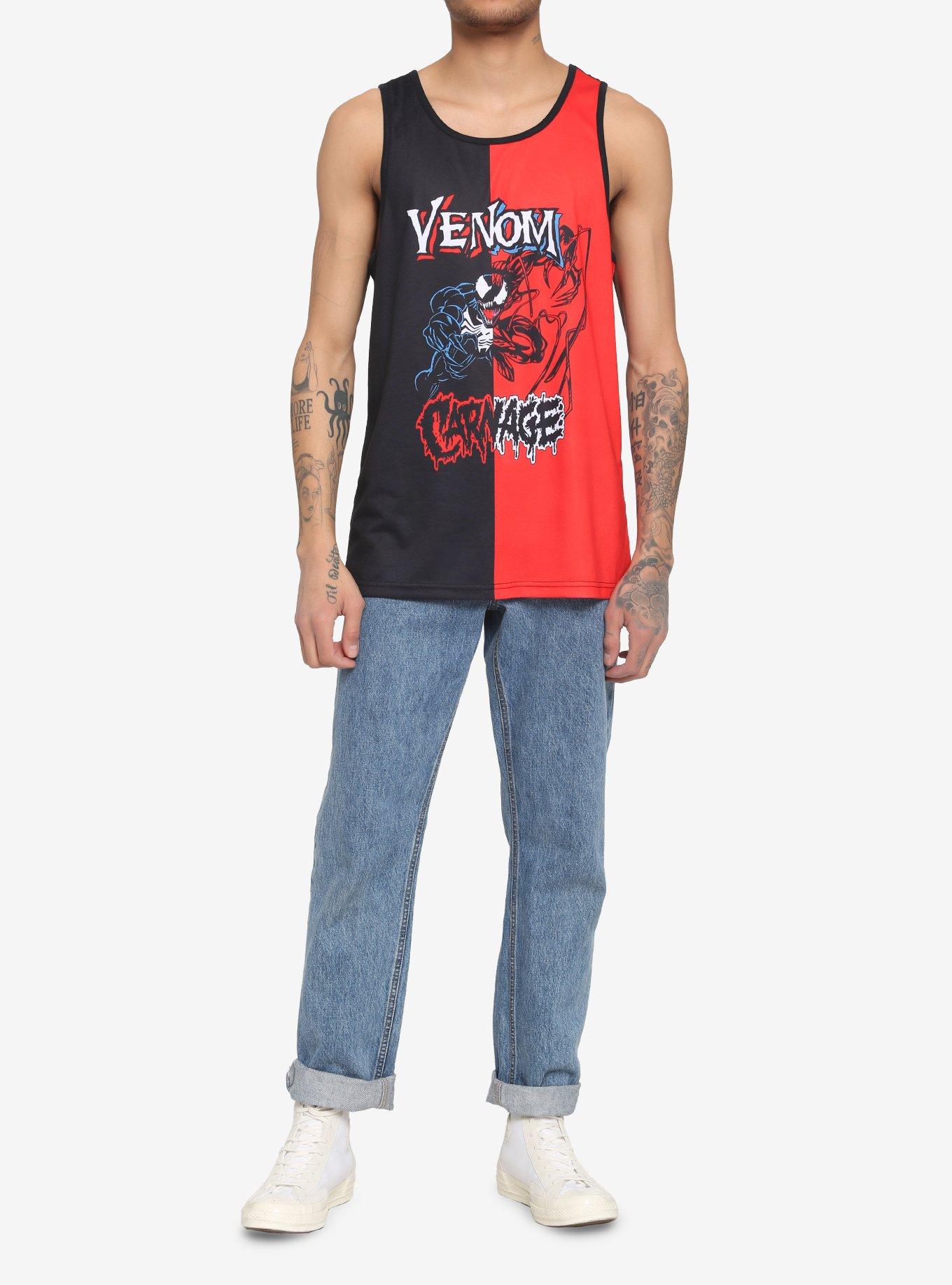Marvel Venom & Carnage Split Tank Top, BLACK, alternate