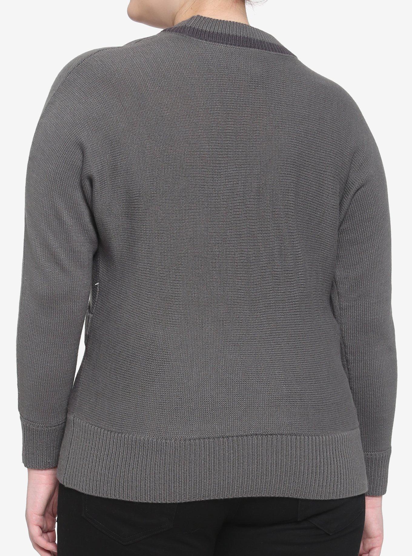 Outlander Crowned Thistle Crossover Girls Knit Sweater Plus Size, MULTI, alternate