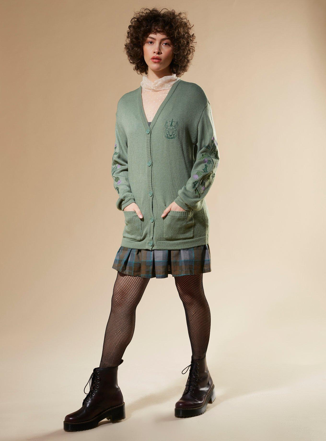 Outlander Thistle Sleeve Girls Cardigan, MULTI, alternate