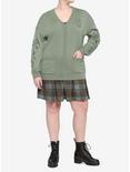 Outlander Thistle Sleeve Girls Cardigan Plus Size, MULTI, alternate
