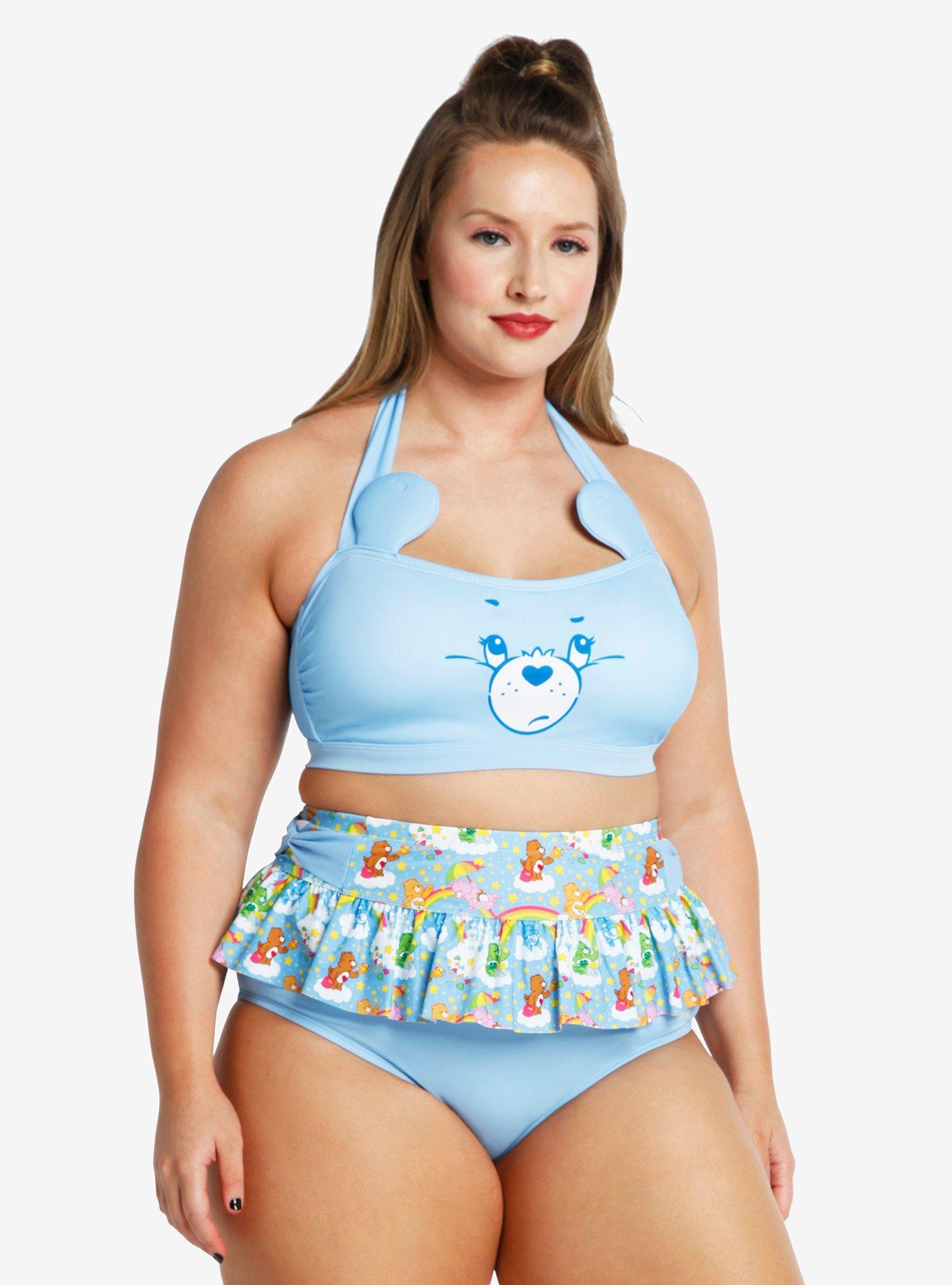 Care Bears Grumpy Bear Halter Bandeau Swim Top Plus Size, MULTI, alternate