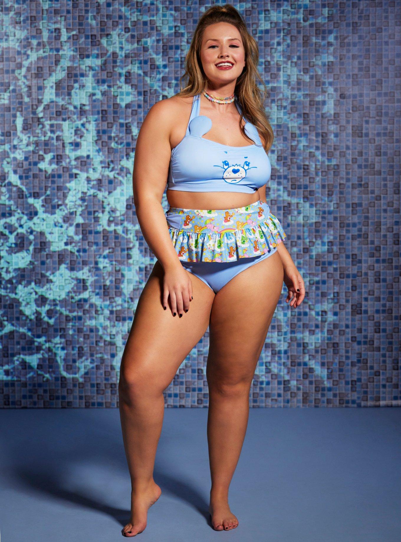 Care Bears Grumpy Bear High-Waisted Swim Bottoms Plus Size, MULTI, alternate