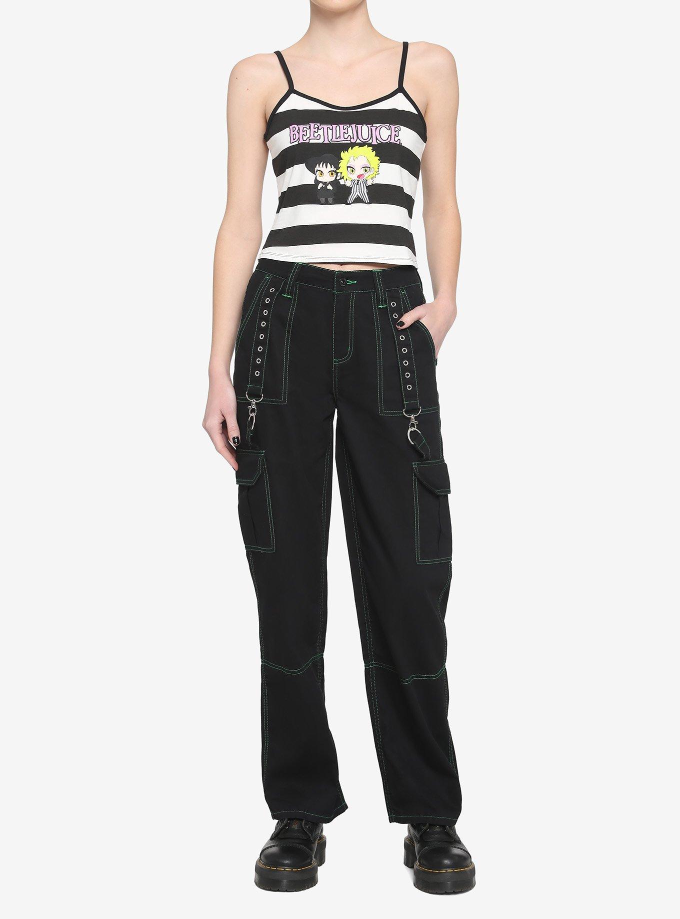 Beetlejuice Chibi Characters Girls Crop Strappy Tank Top, MULTI, alternate