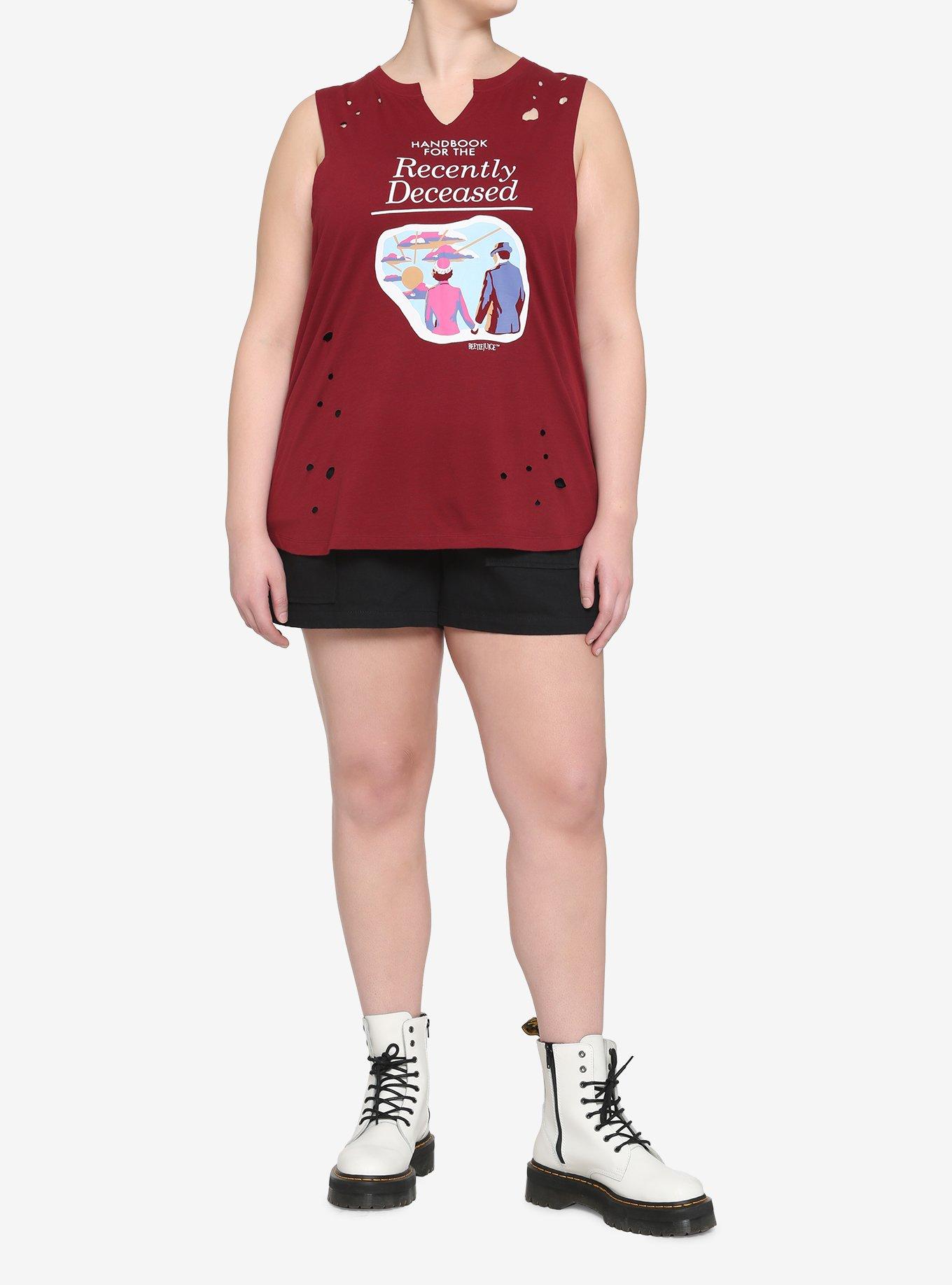 Beetlejuice Handbook For The Recently Deceased Destructed Girls Muscle Top Plus Size, MULTI, alternate