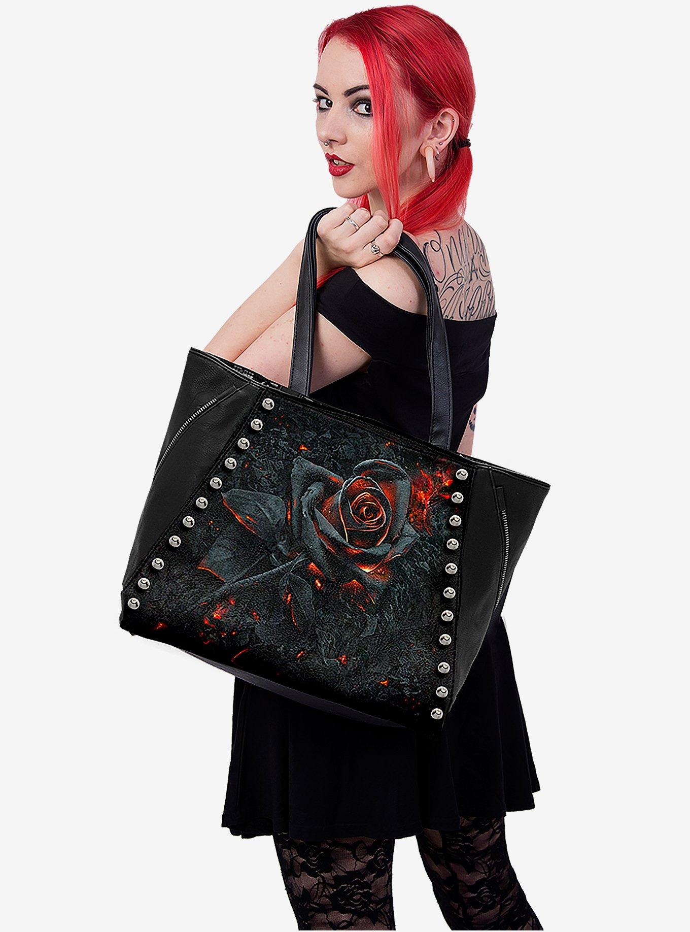 Burnt Rose Studded Tote Bag, , hi-res