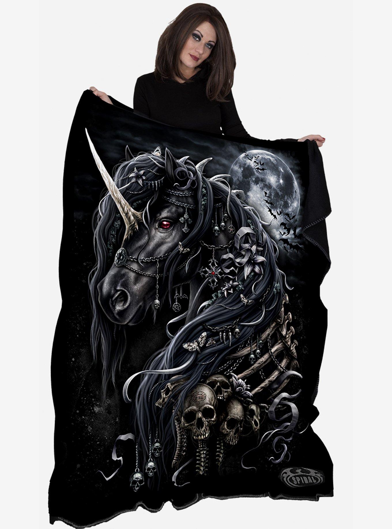 Dark Unicorn Fleece Blanket, , alternate