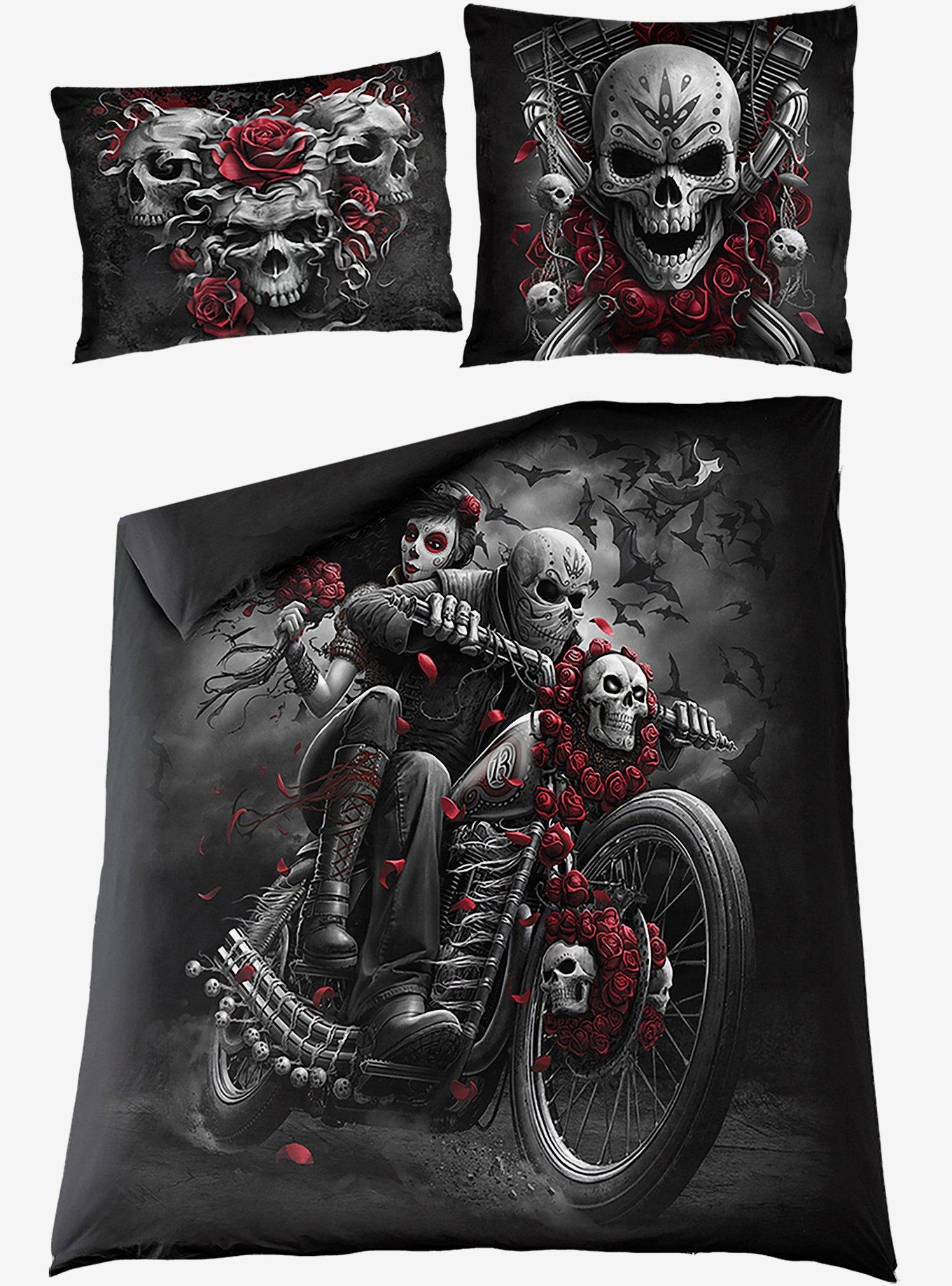Skulls N' Roses Double Duvet Reversible Bedding Set, , hi-res