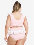 Pink & White Sailor Ruffle Swim Top Plus Size, MULTI, alternate