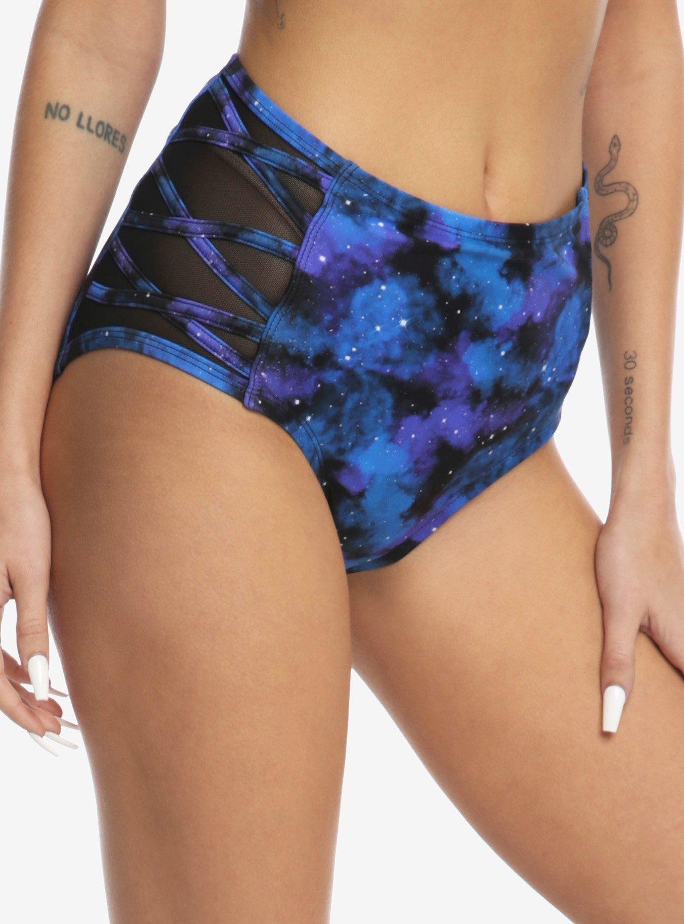 Galaxy High-Waisted Swim Bottoms, , hi-res