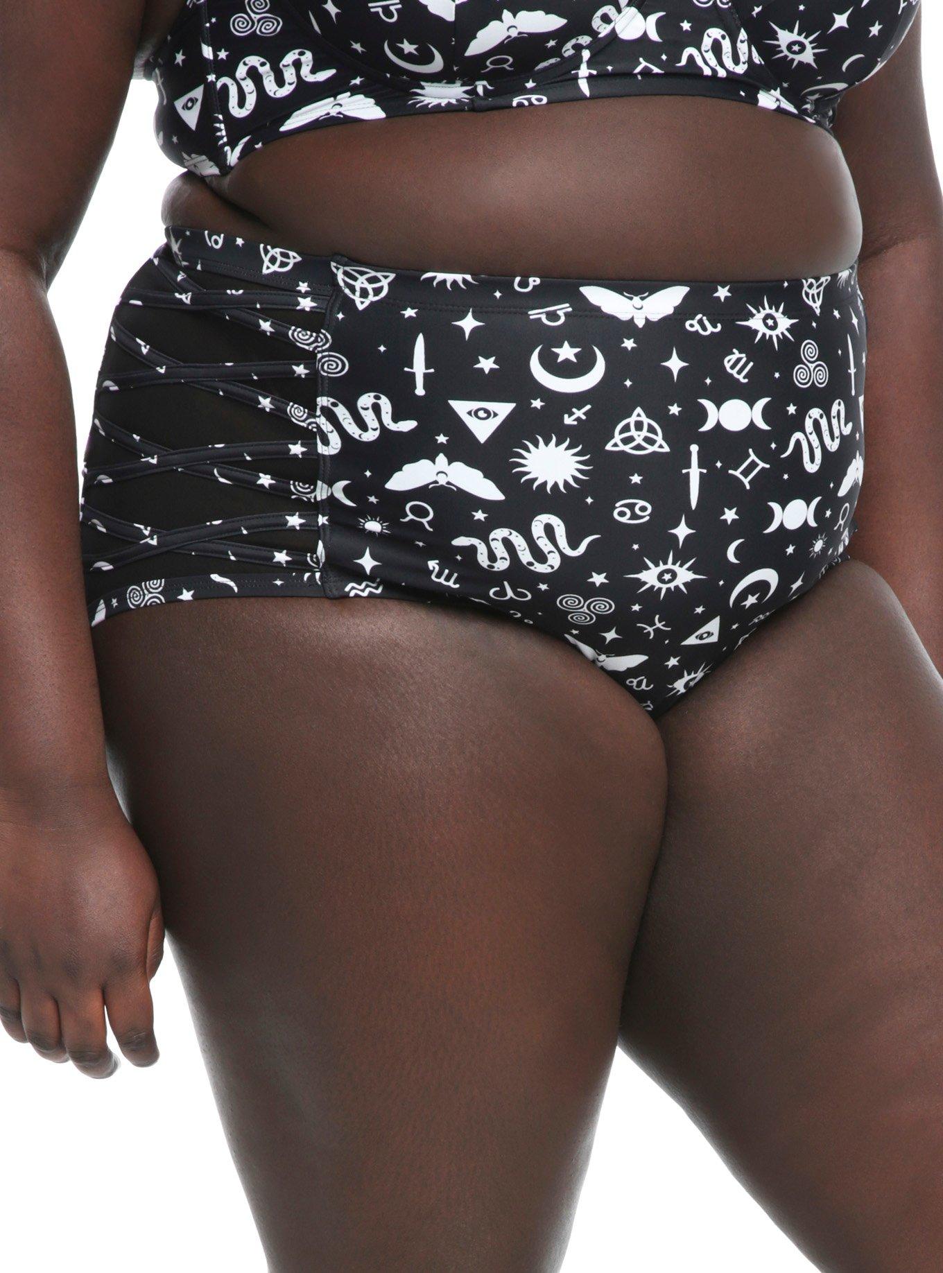 Celestial Icons High-Waisted Swim Bottoms Plus Size, MULTI, alternate