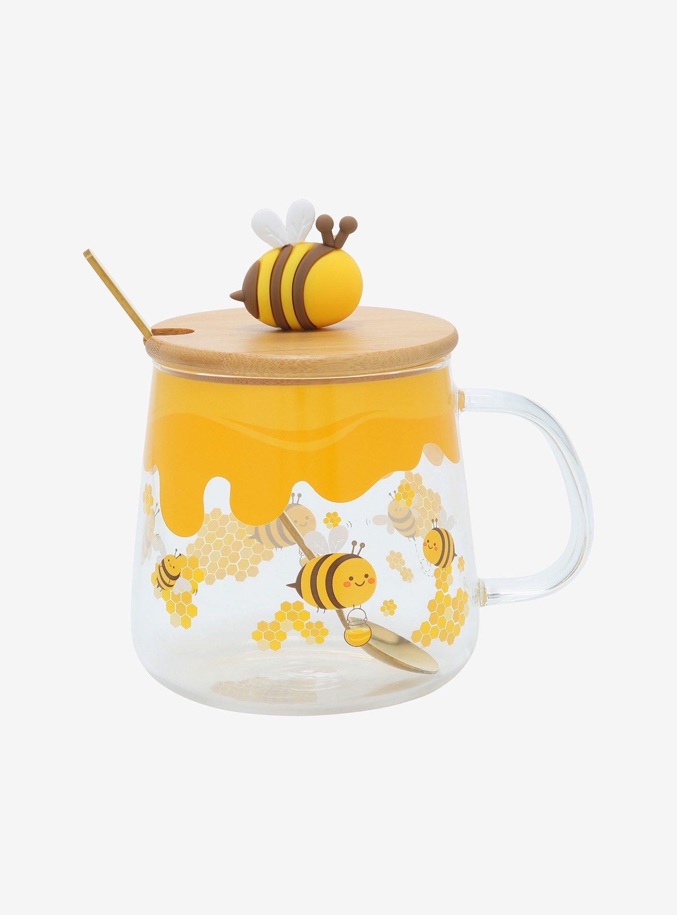 Bee With Lid Glass Mug, , alternate