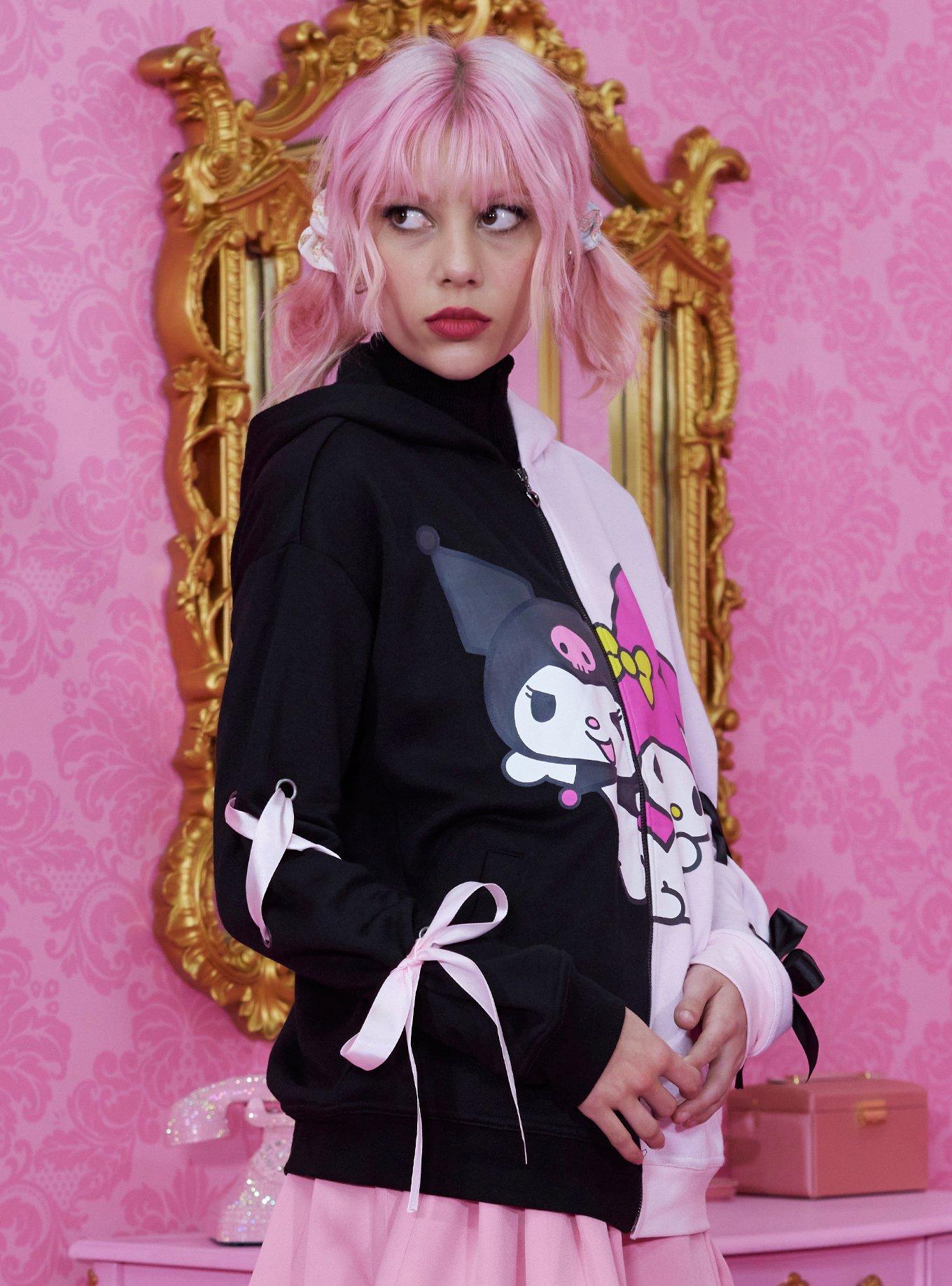 My Melody & Kuromi Split Lace-Up Hoodie, MULTI, alternate