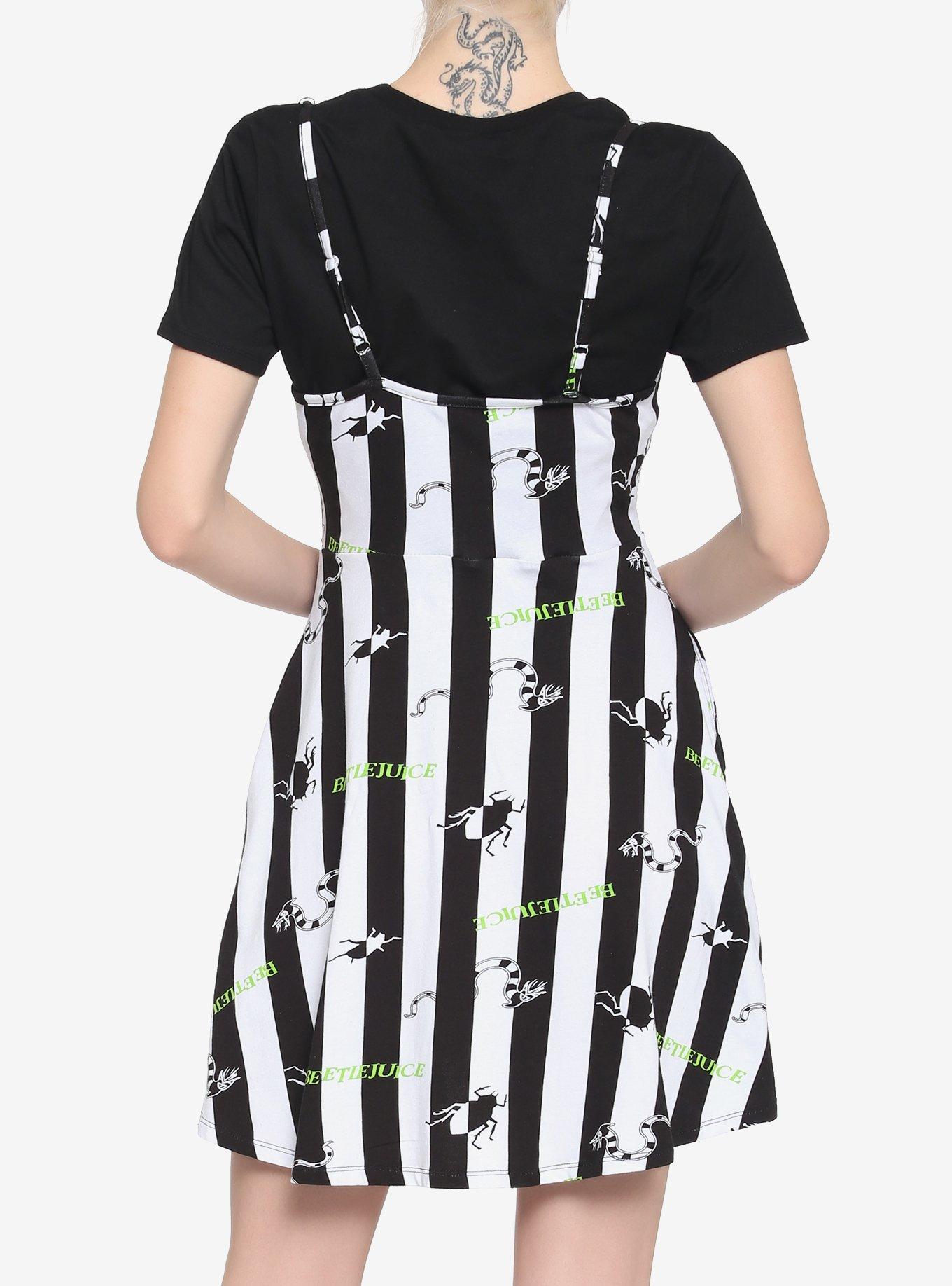 Beetlejuice Twofer Stripe Dress, BLACK, alternate