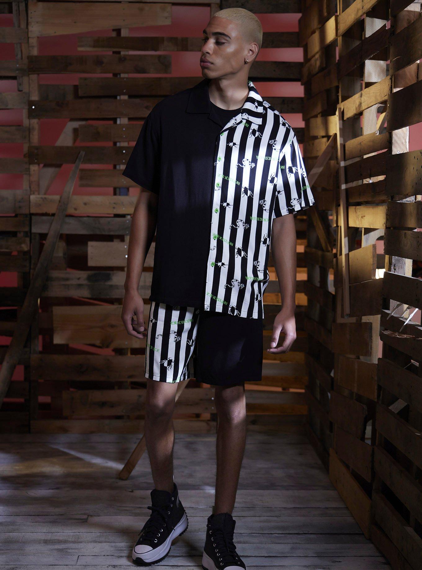 Beetlejuice Stripe Split Resort Shorts, MULTI, alternate