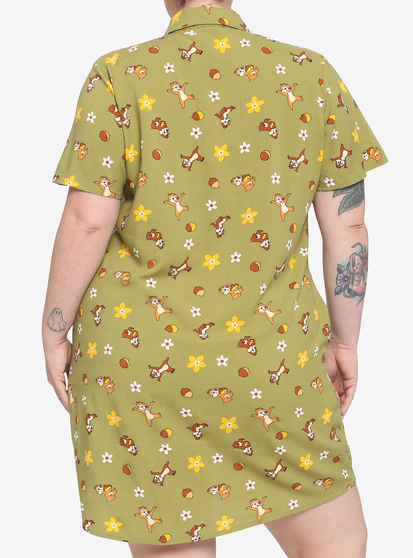 Her Universe Disney Chip 'N' Dale Acorn & Flowers Button-Up Dress Plus Size, MULTI, alternate