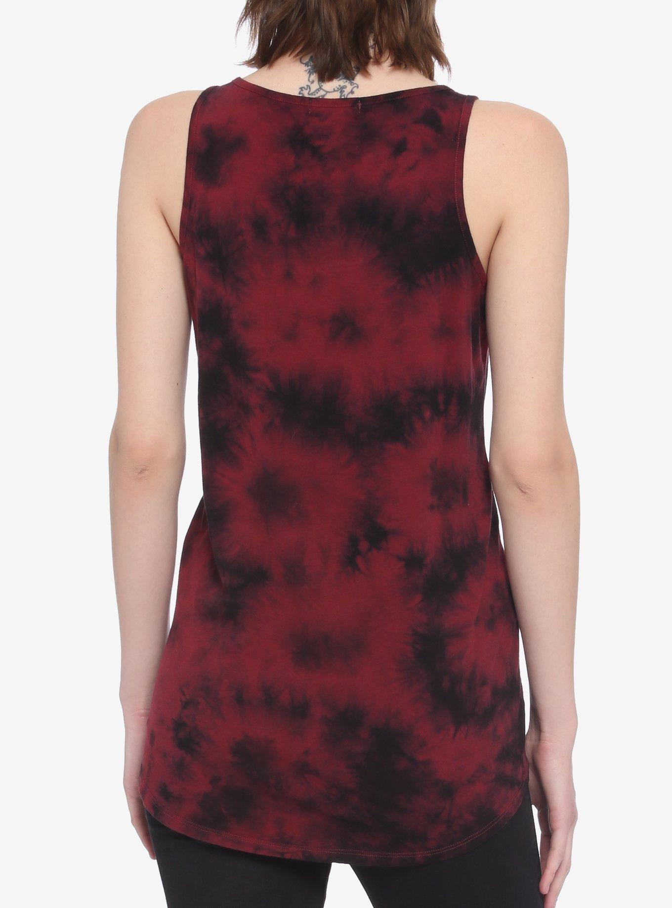 Red & Black Tie-Dye Strappy Hi-Low Girls Tank Top, TIE DYE, alternate