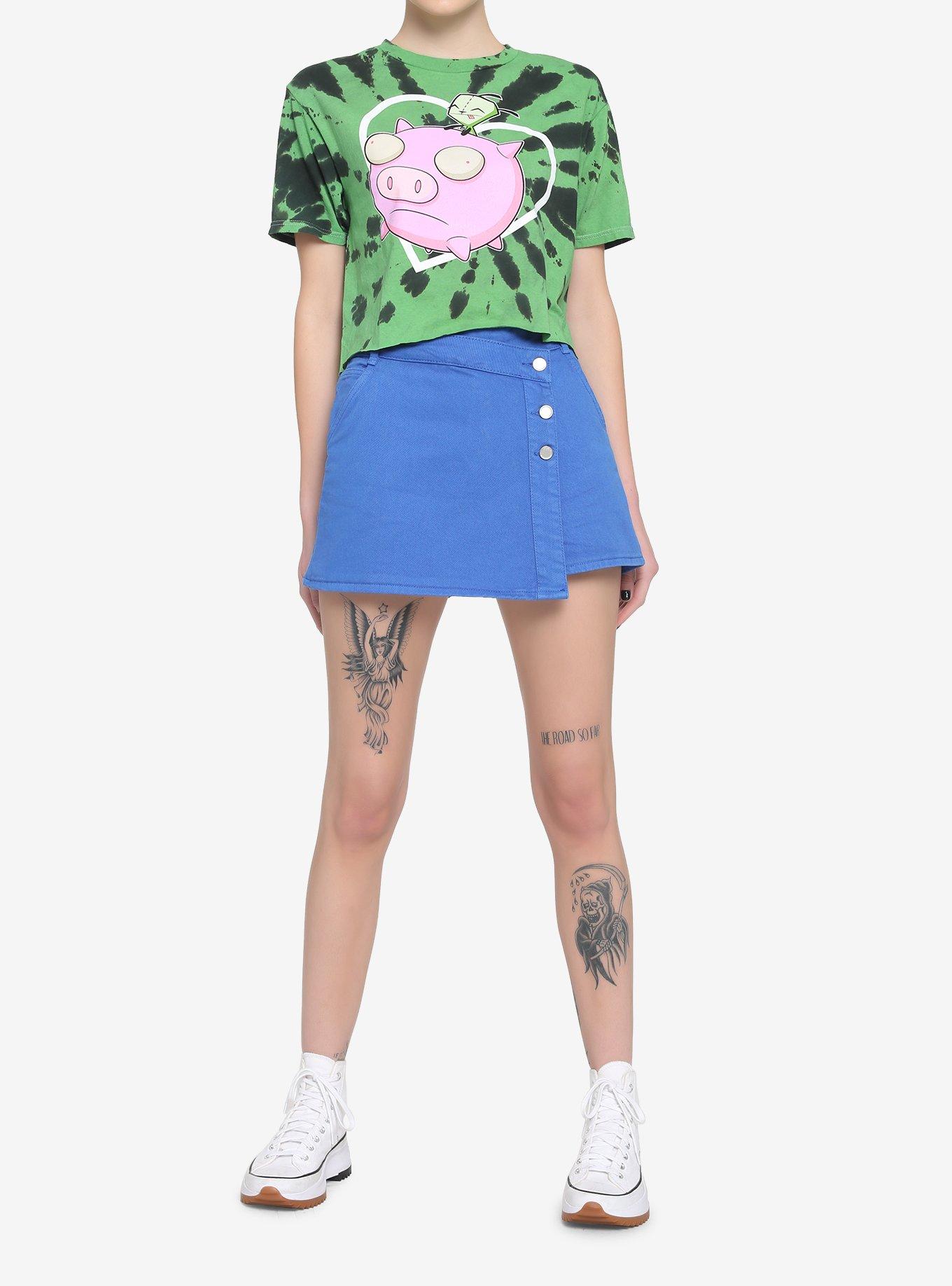 Invader Zim GIR Pig Tie-Dye Girls Crop T-Shirt, MULTI, alternate