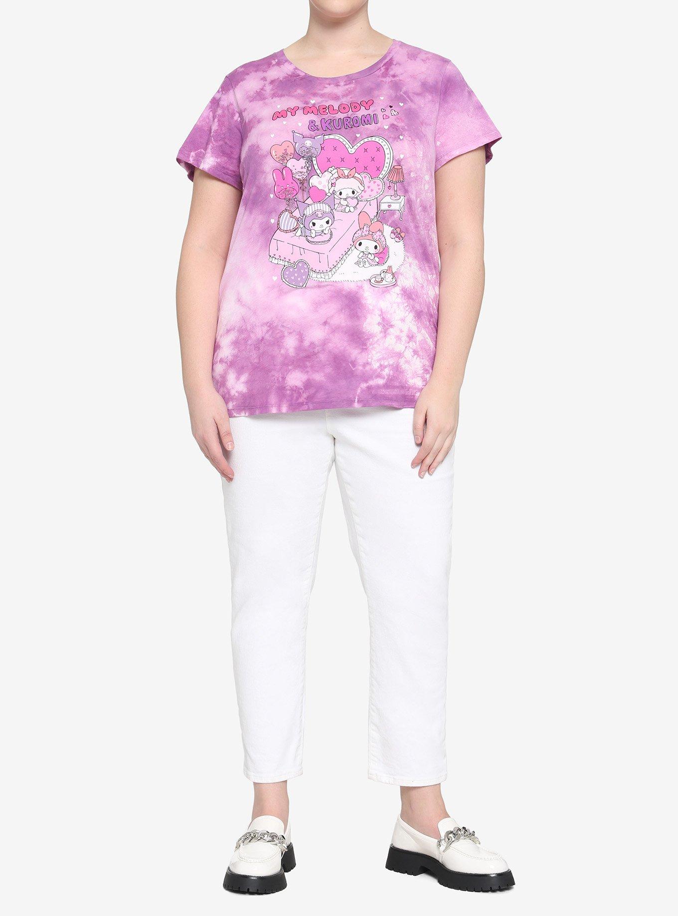 My Melody & Kuromi Black Slumber Party Pastel Boyfriend Fit Girls T-Shirt Plus Size, MULTI, alternate