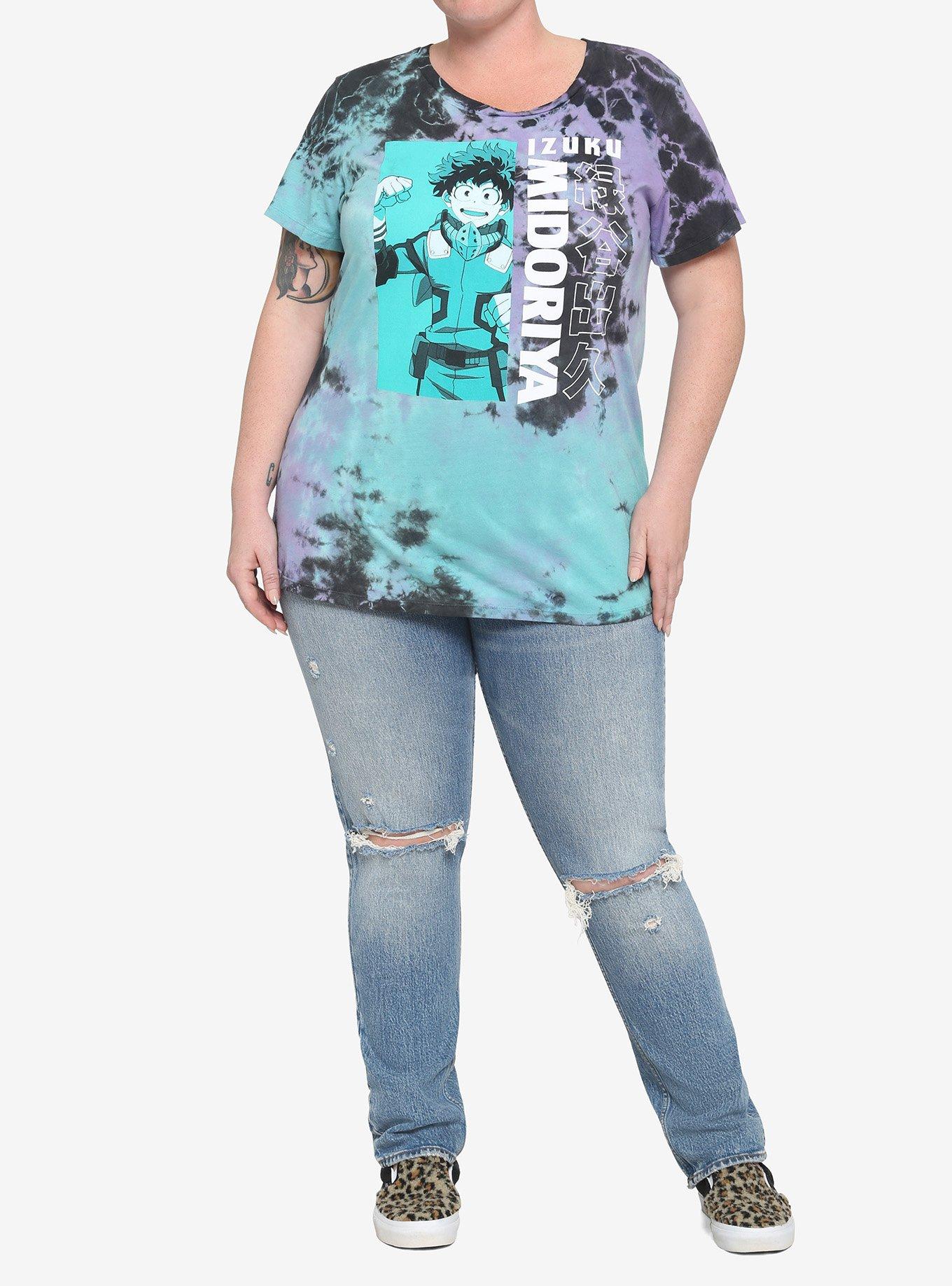 My Hero Academia Deku Purple & Green Tie-Dye Girls T-Shirt Plus Size, MULTI, alternate