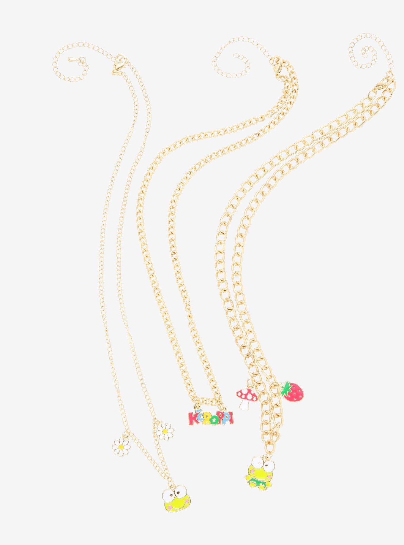 Keroppi Mushroom & Strawberry Charm Necklace Set, , alternate