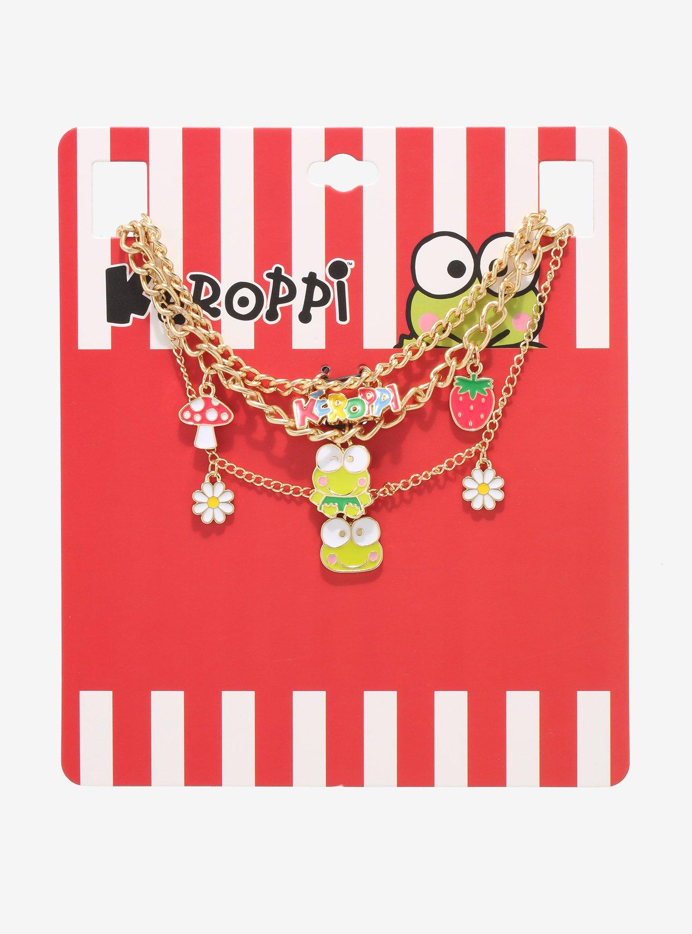 Keroppi Mushroom & Strawberry Charm Necklace Set, , alternate