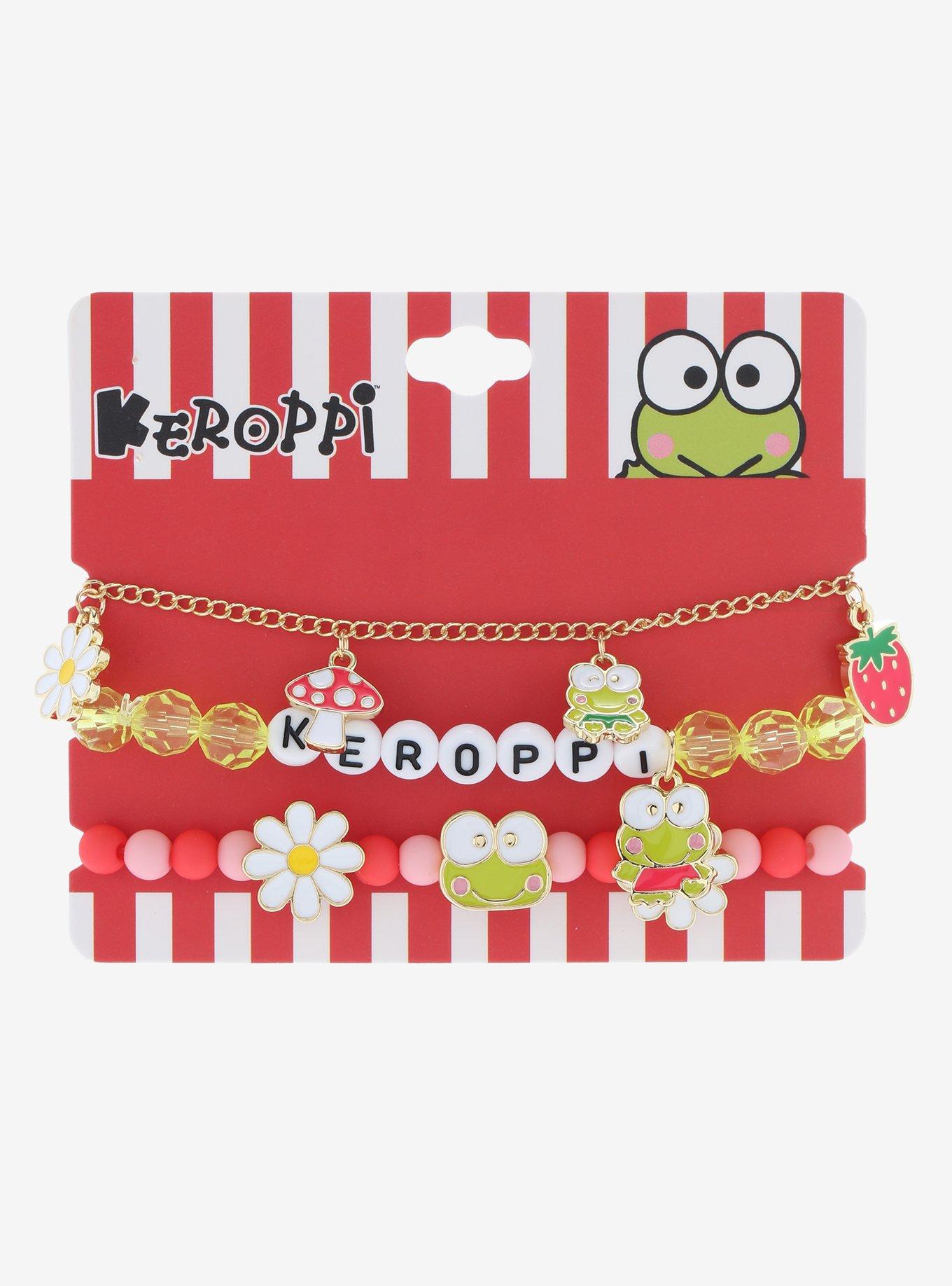 Keroppi Flower & Mushroom Beaded Bracelet Set, , alternate