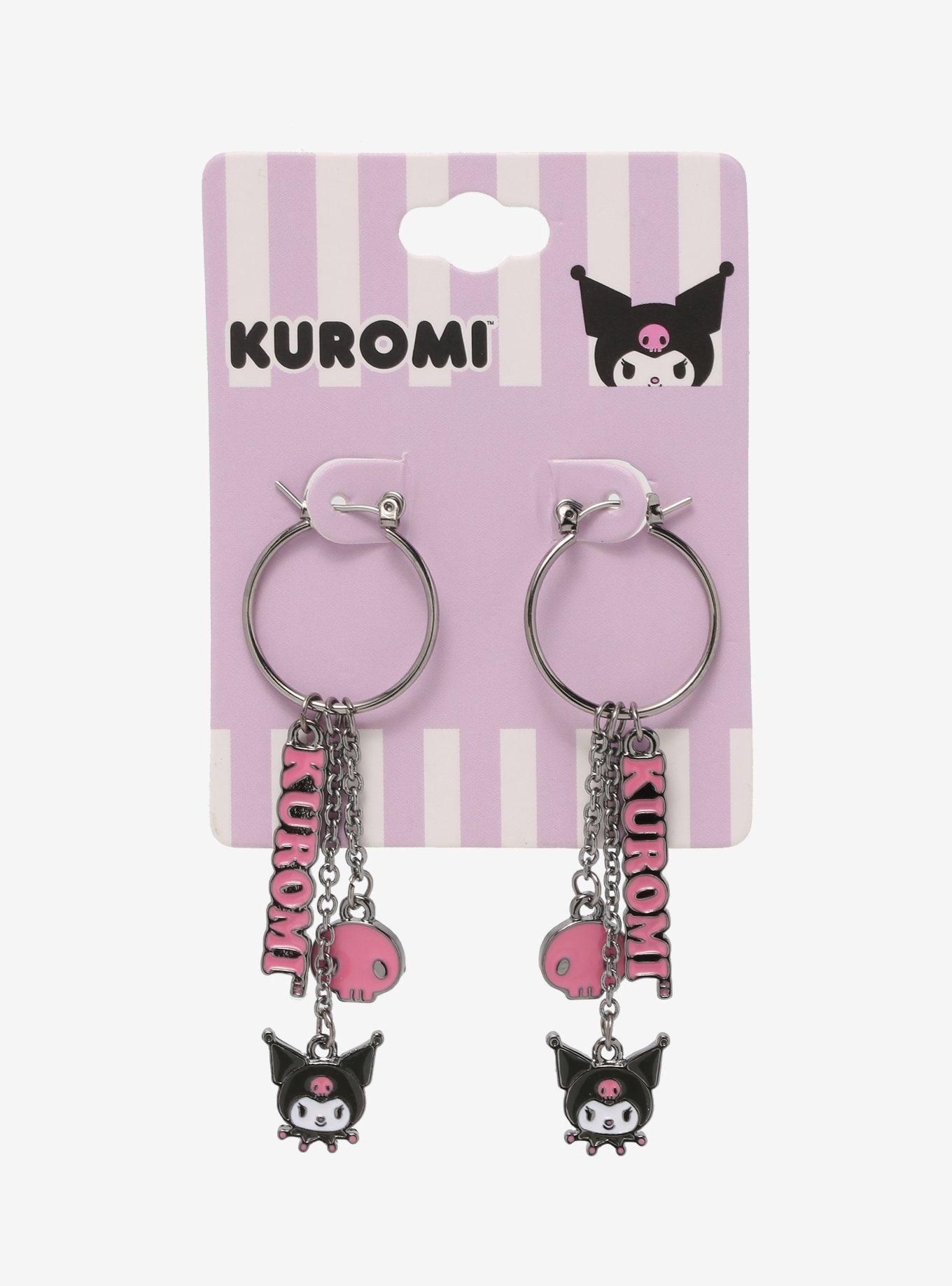 Kuromi Charm Hoop Earrings, , alternate