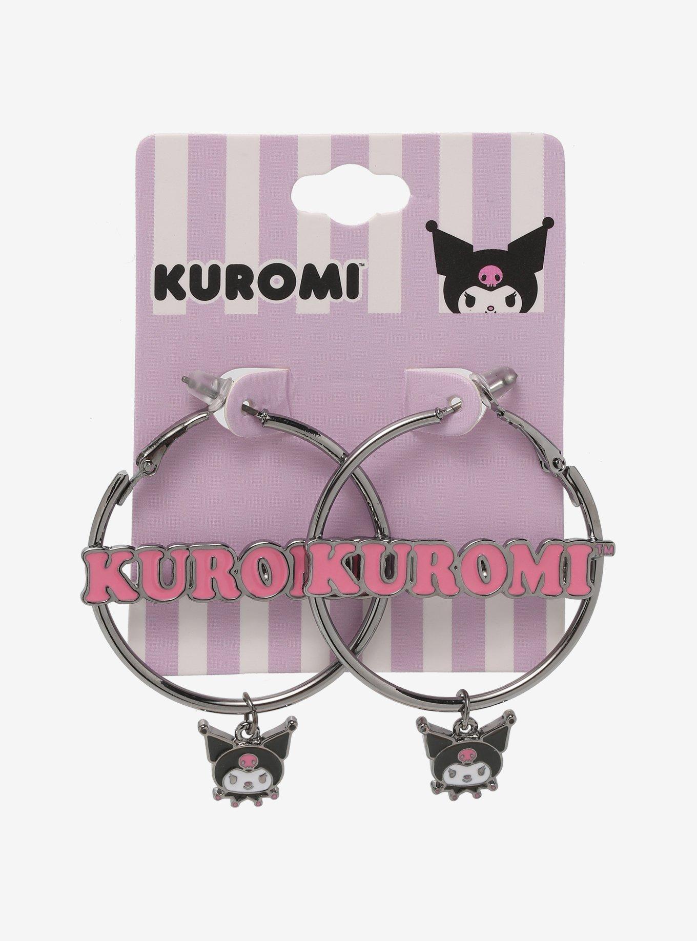 Kuromi Nameplate Hoop Earrings, , alternate