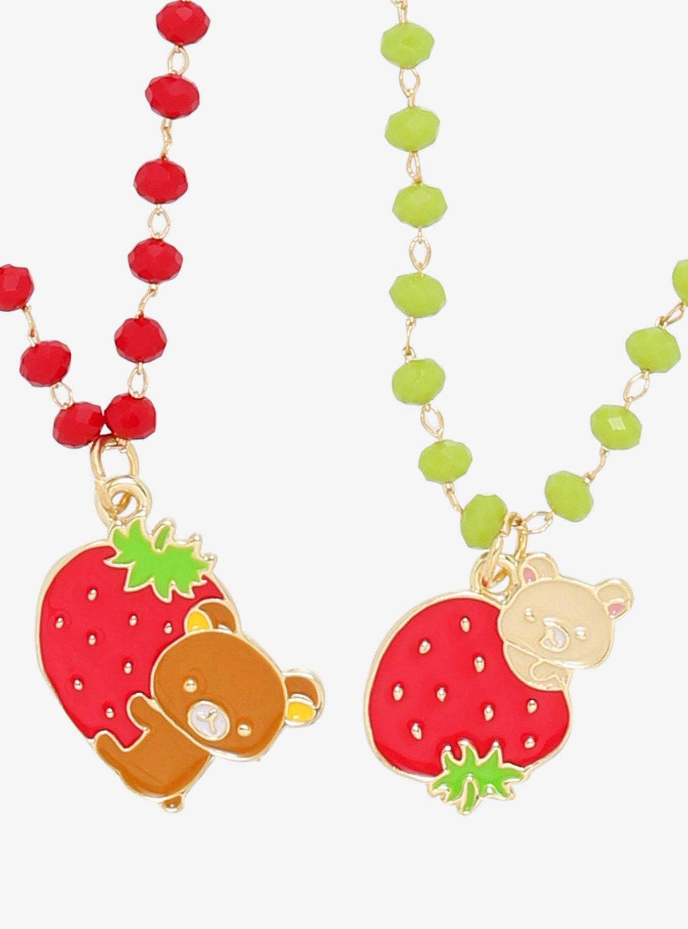 Rilakkuma Strawberry Beaded Best Friend Necklace Set, , alternate