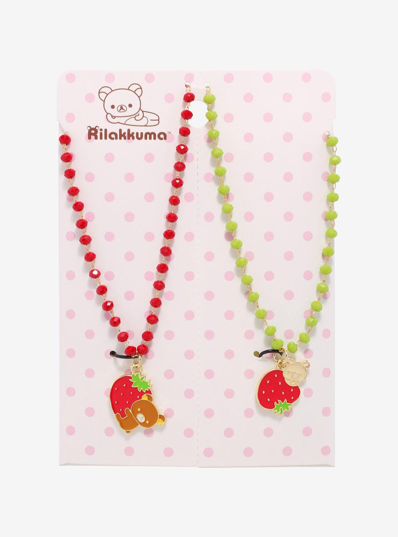 Rilakkuma Strawberry Beaded Best Friend Necklace Set, , alternate