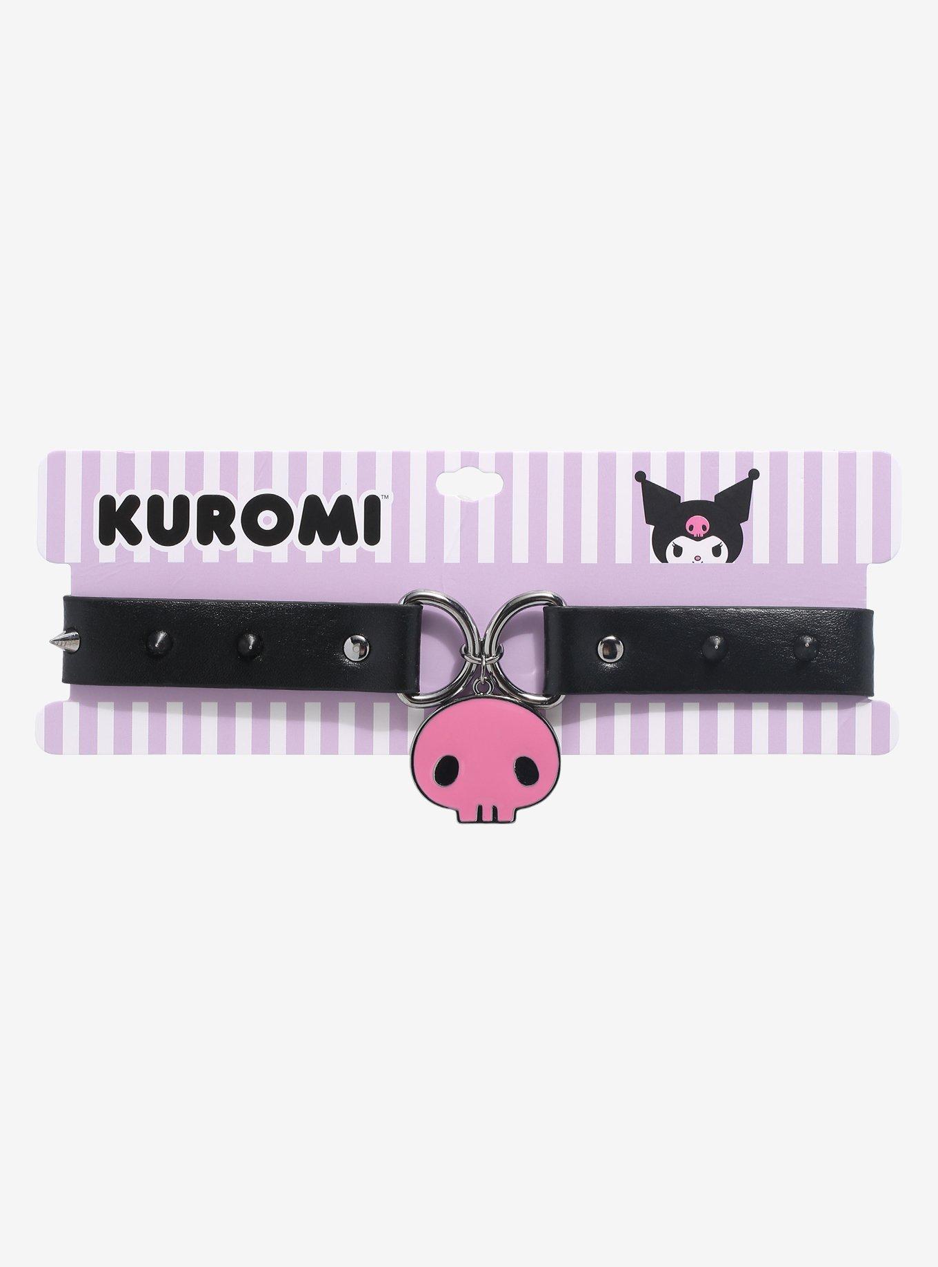 Kuromi Pink Skull Spiked Choker, , hi-res