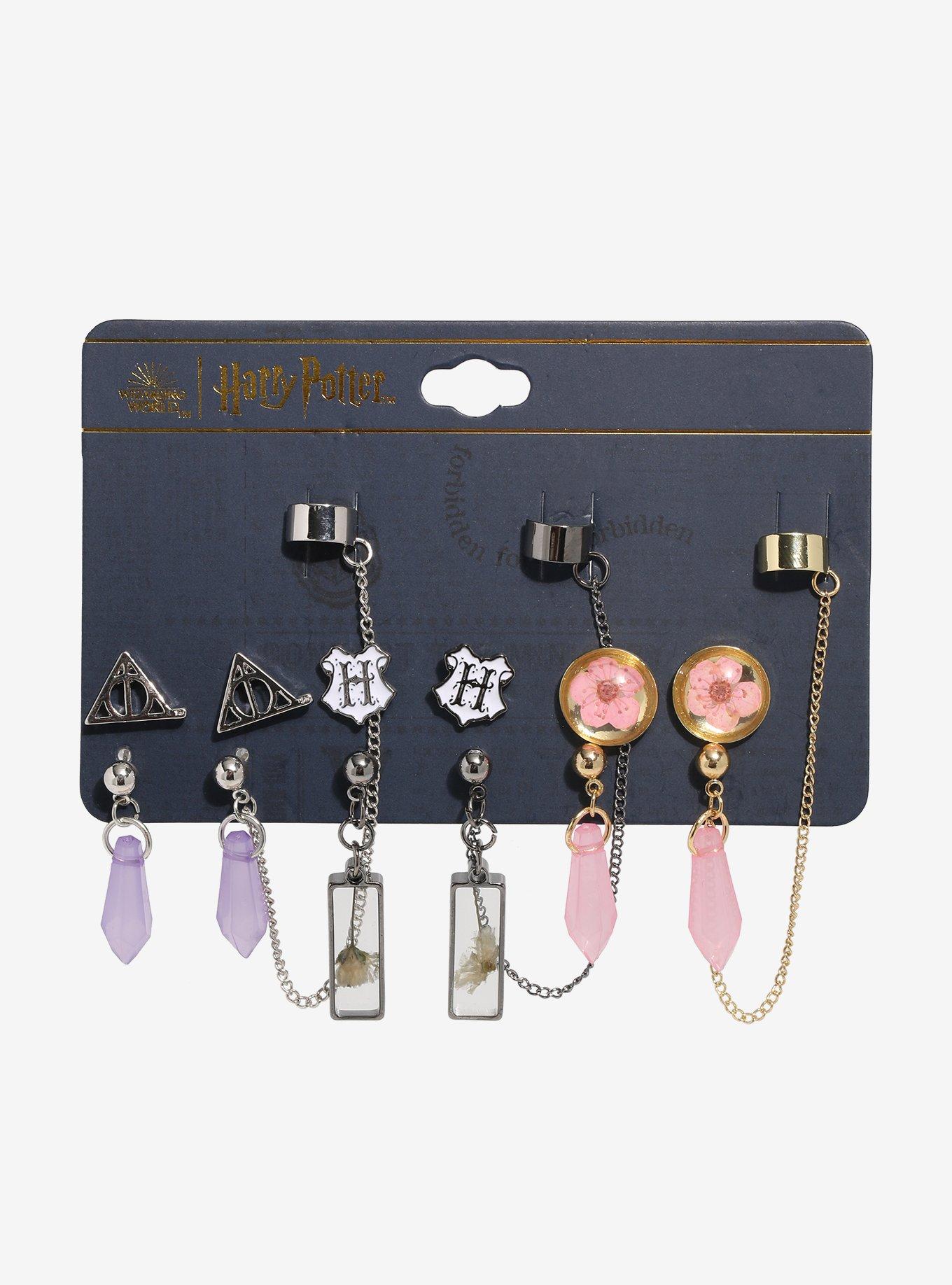 Harry Potter Crystal Floral Cuff Earring Set, , alternate