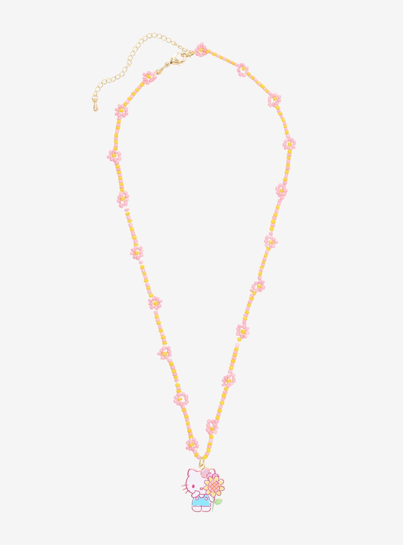 Hello Kitty Flower Beaded Necklace, , alternate