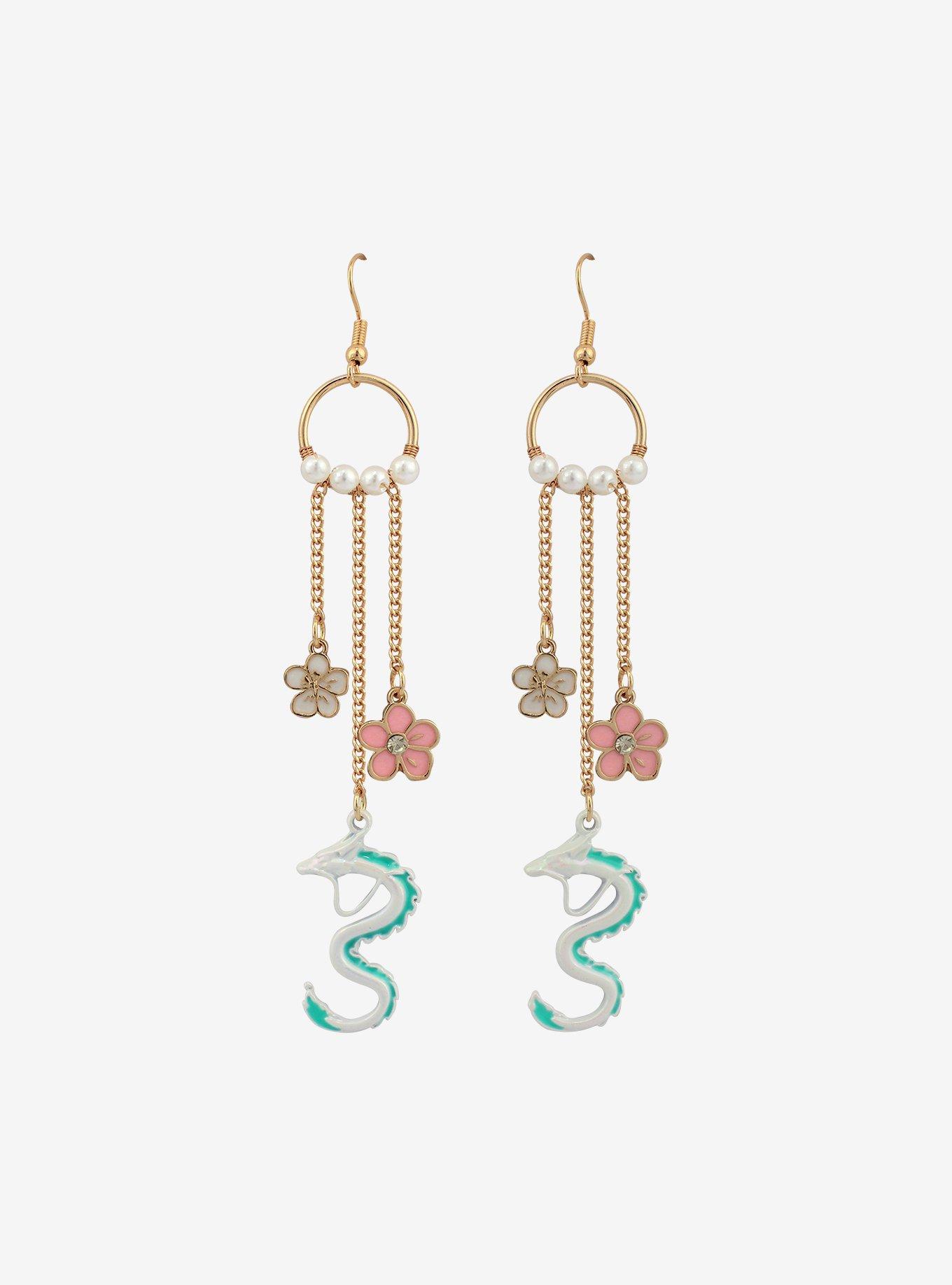 Studio Ghibli Spirited Away Sakura Pearl Chain Earrings, , alternate