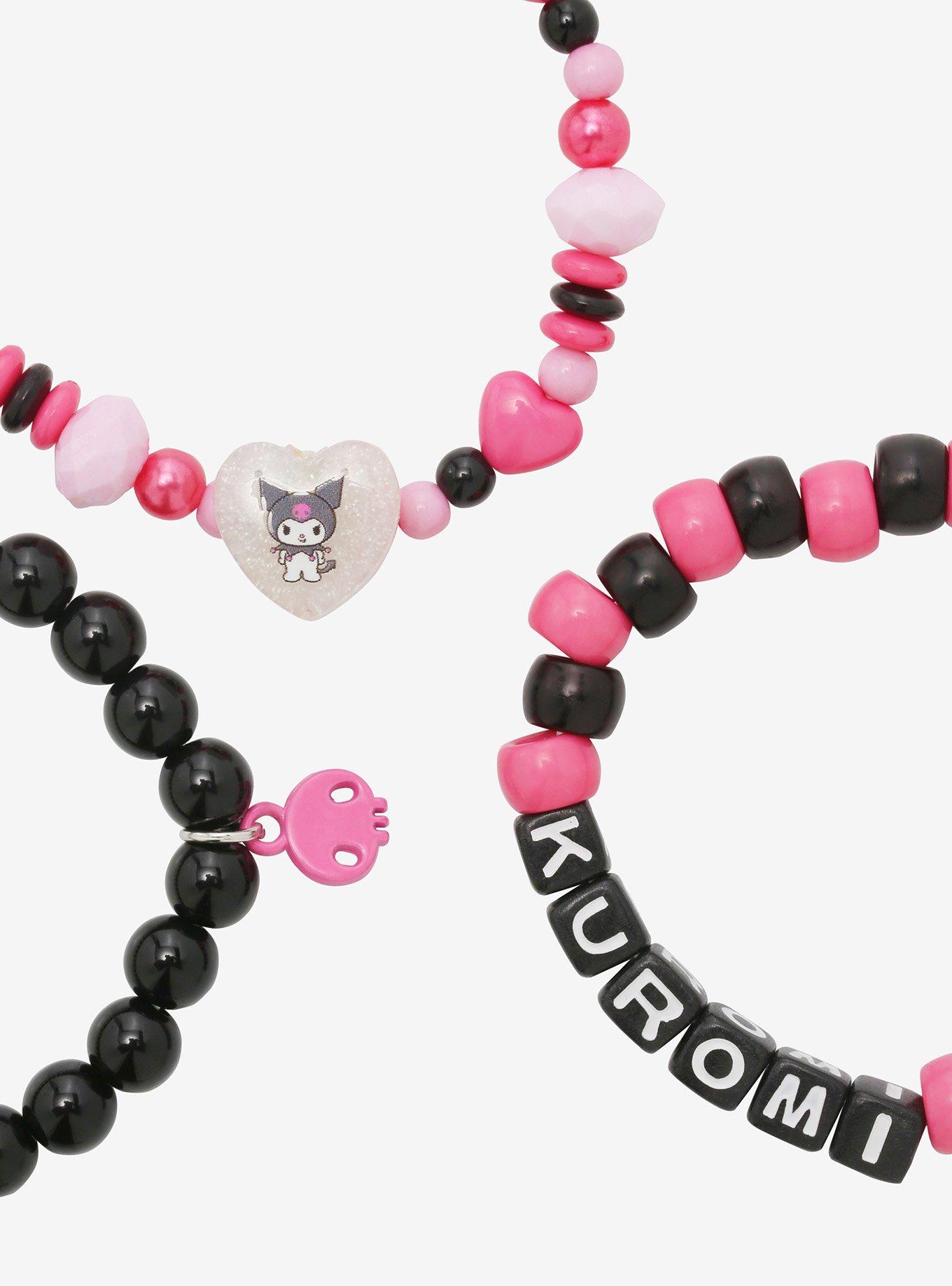 Kuromi Heart Beaded Bracelet Set, , alternate